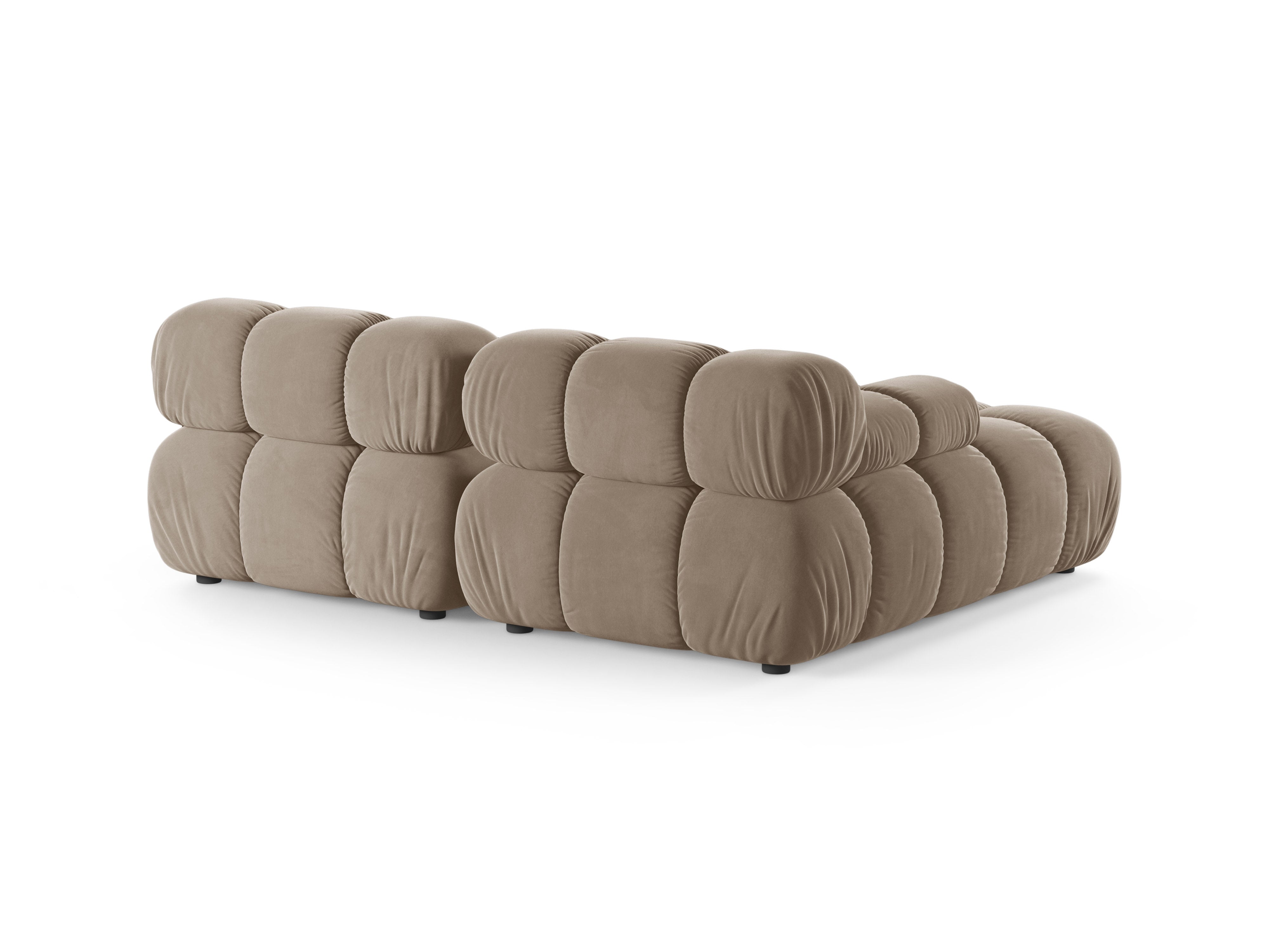Samt-Ecksofa für 2 Personen, linksseitig, BELLIS in Cappuccino.