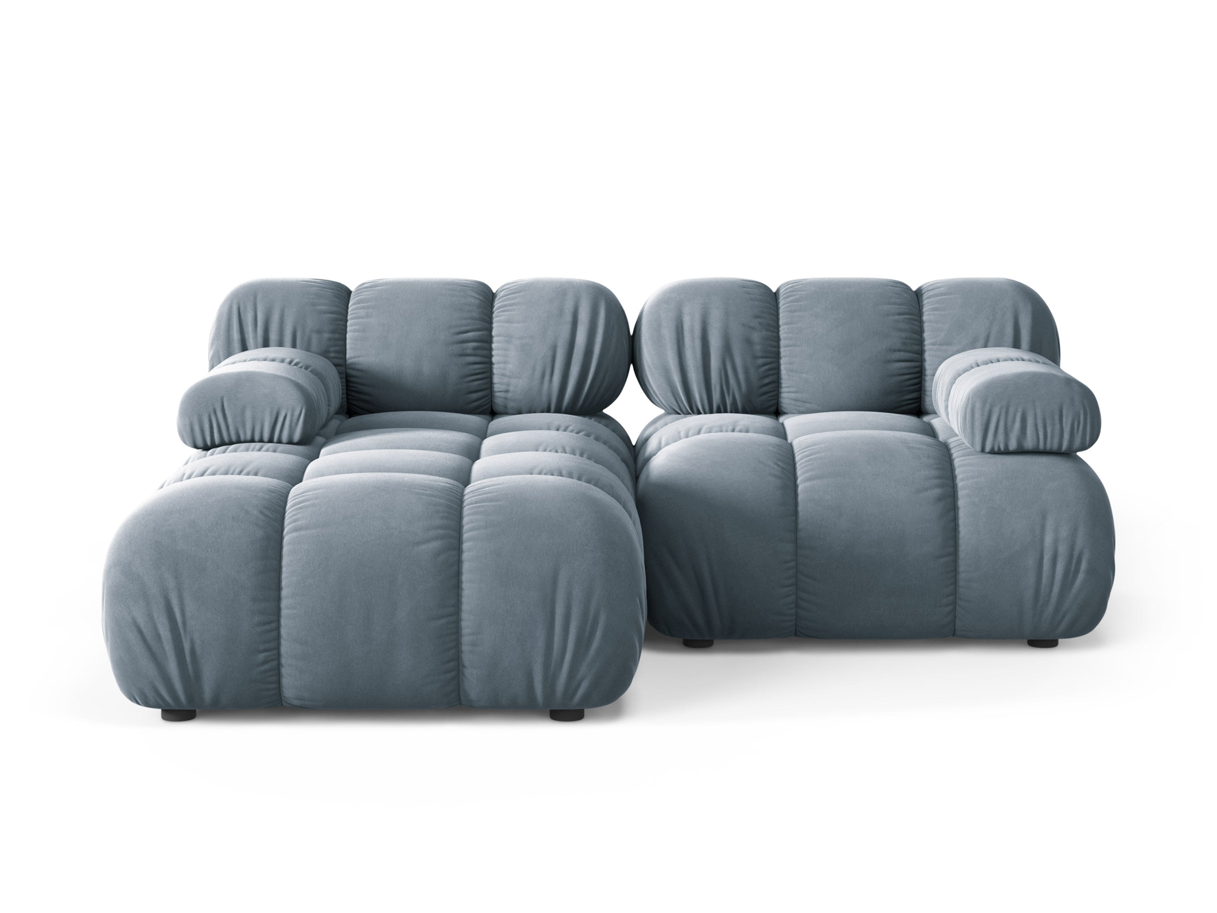 Samt-Ecksofa für 2 Personen, linksseitig, BELLIS in Blau