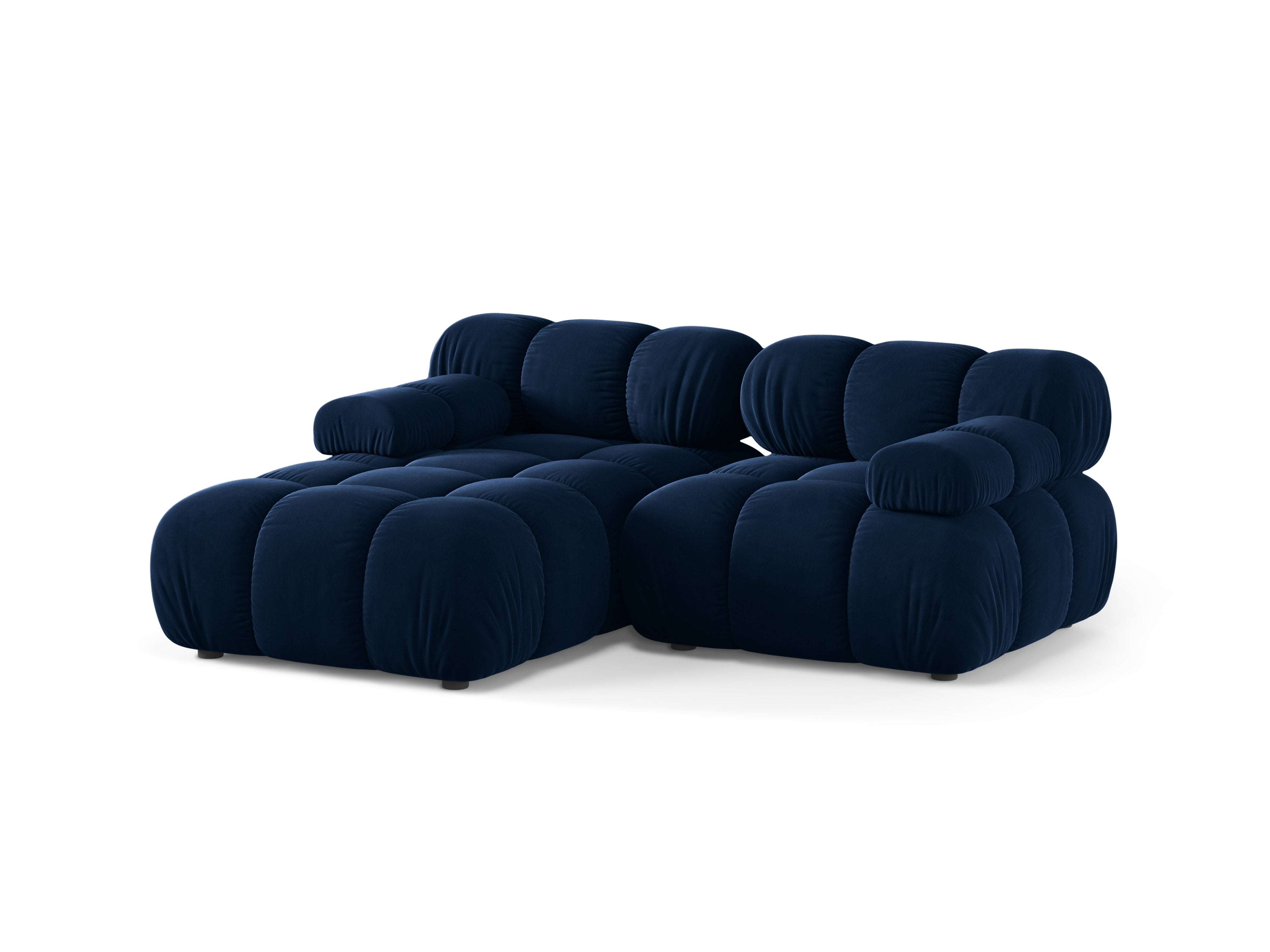 Samt-Ecksofa für zwei Personen, linksseitig, BELLIS in königsblau.