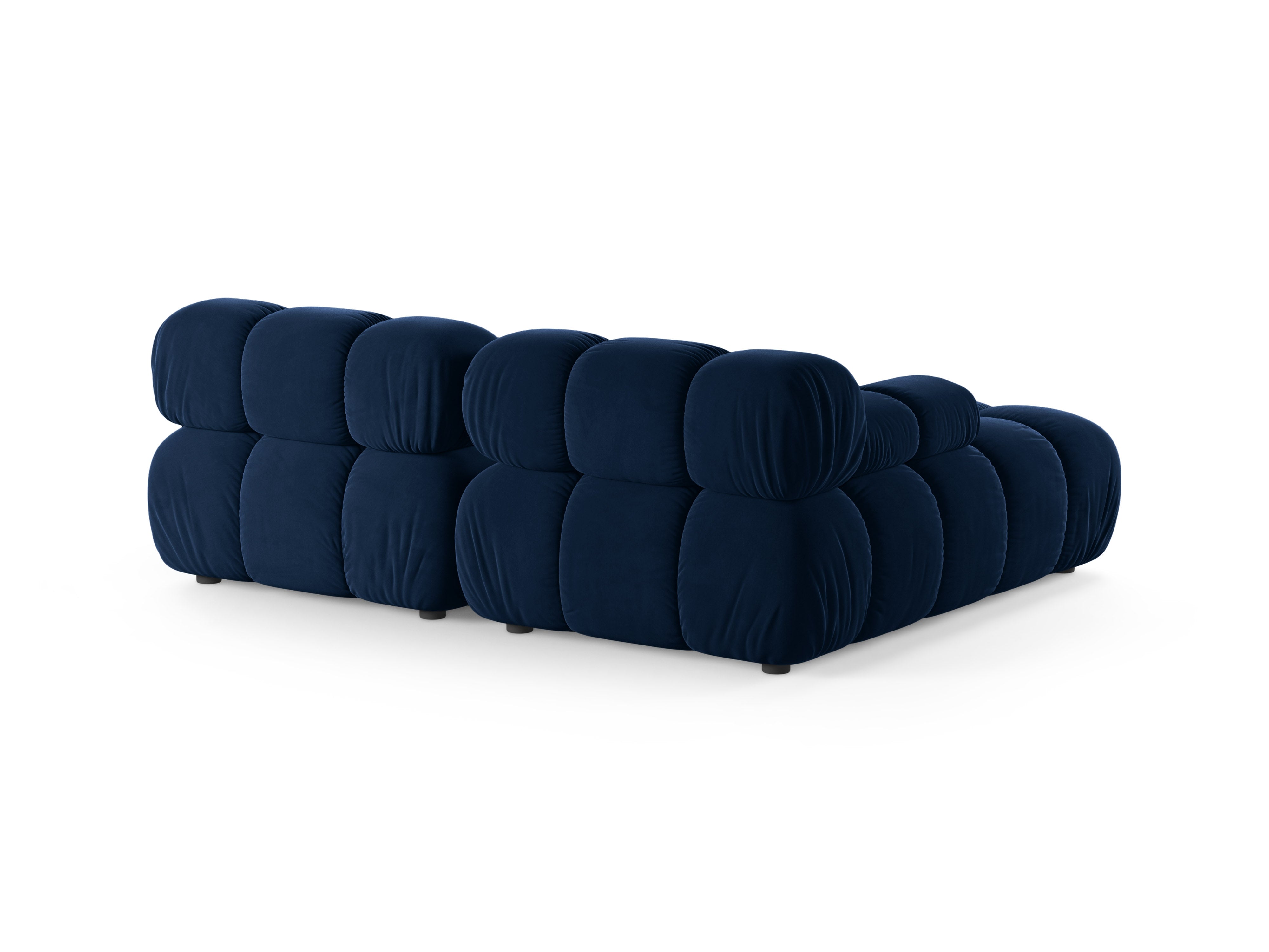 Samt-Ecksofa für zwei Personen, linksseitig, BELLIS in königsblau.