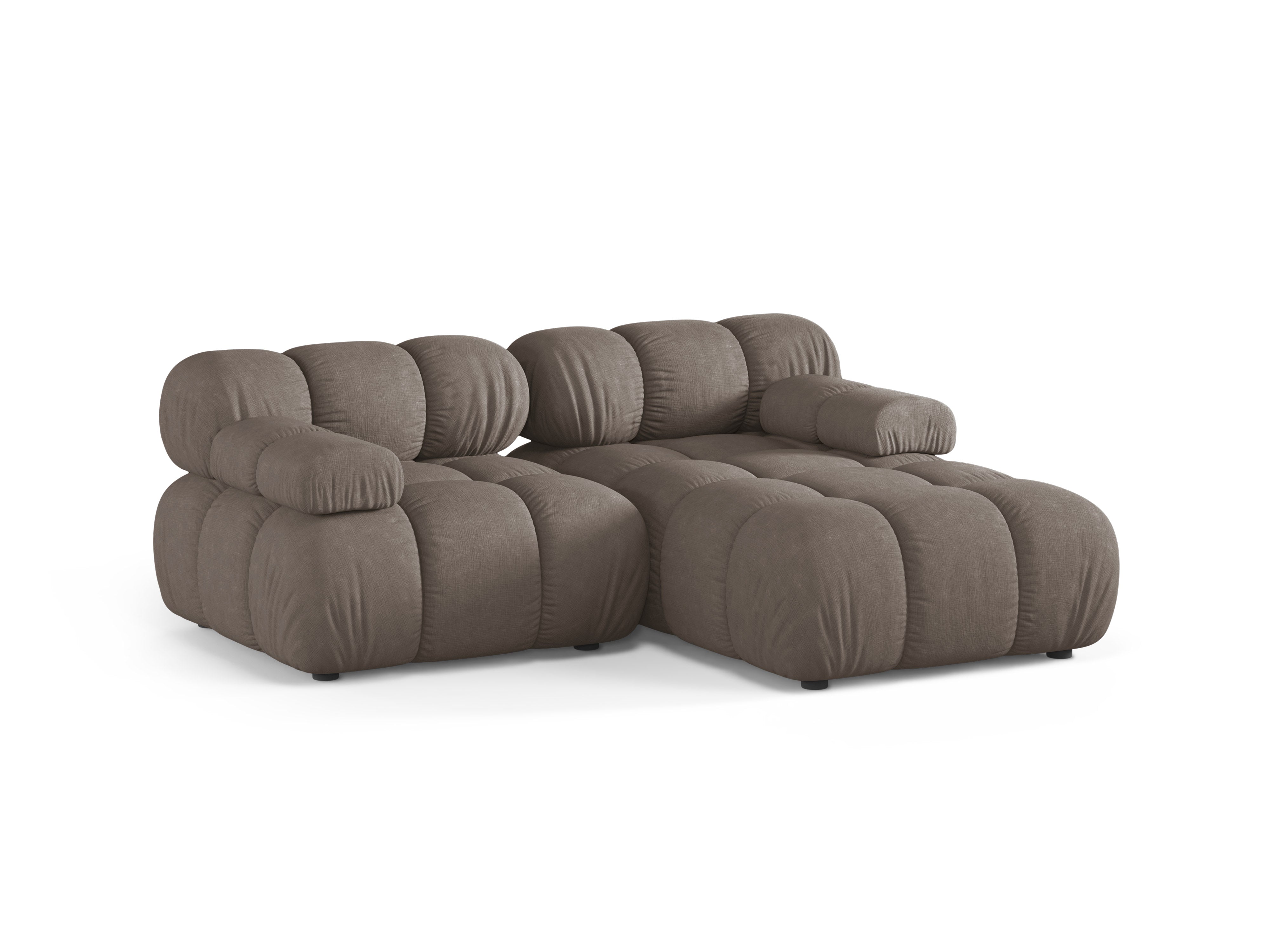 Zweisitzer-Ecksofa BELLIS in dunklem Cappuccino, rechtsseitig.