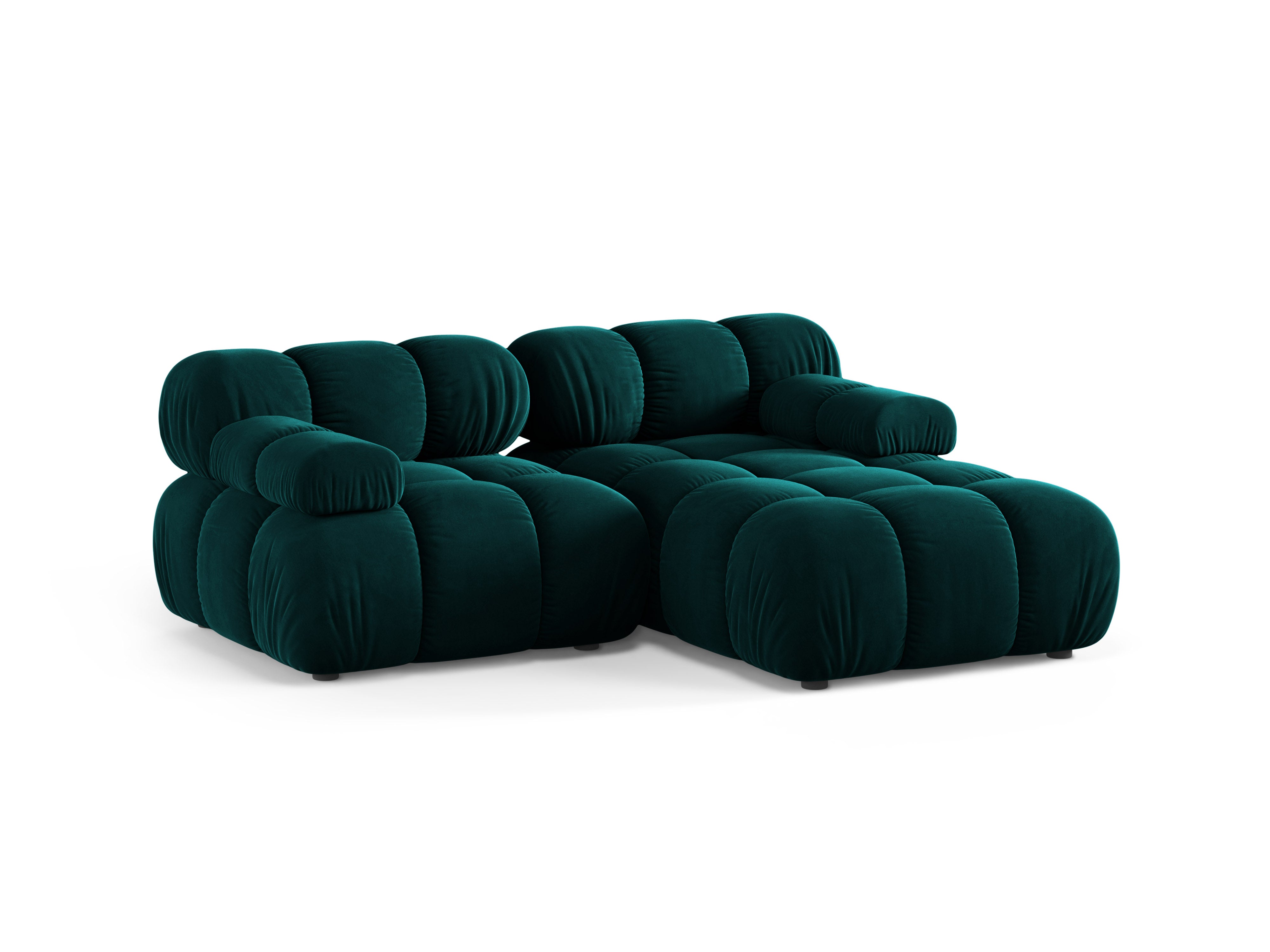 Zweisitzer-Ecksofa BELLIS, rechtsseitig, tiefes Petrol-Velours