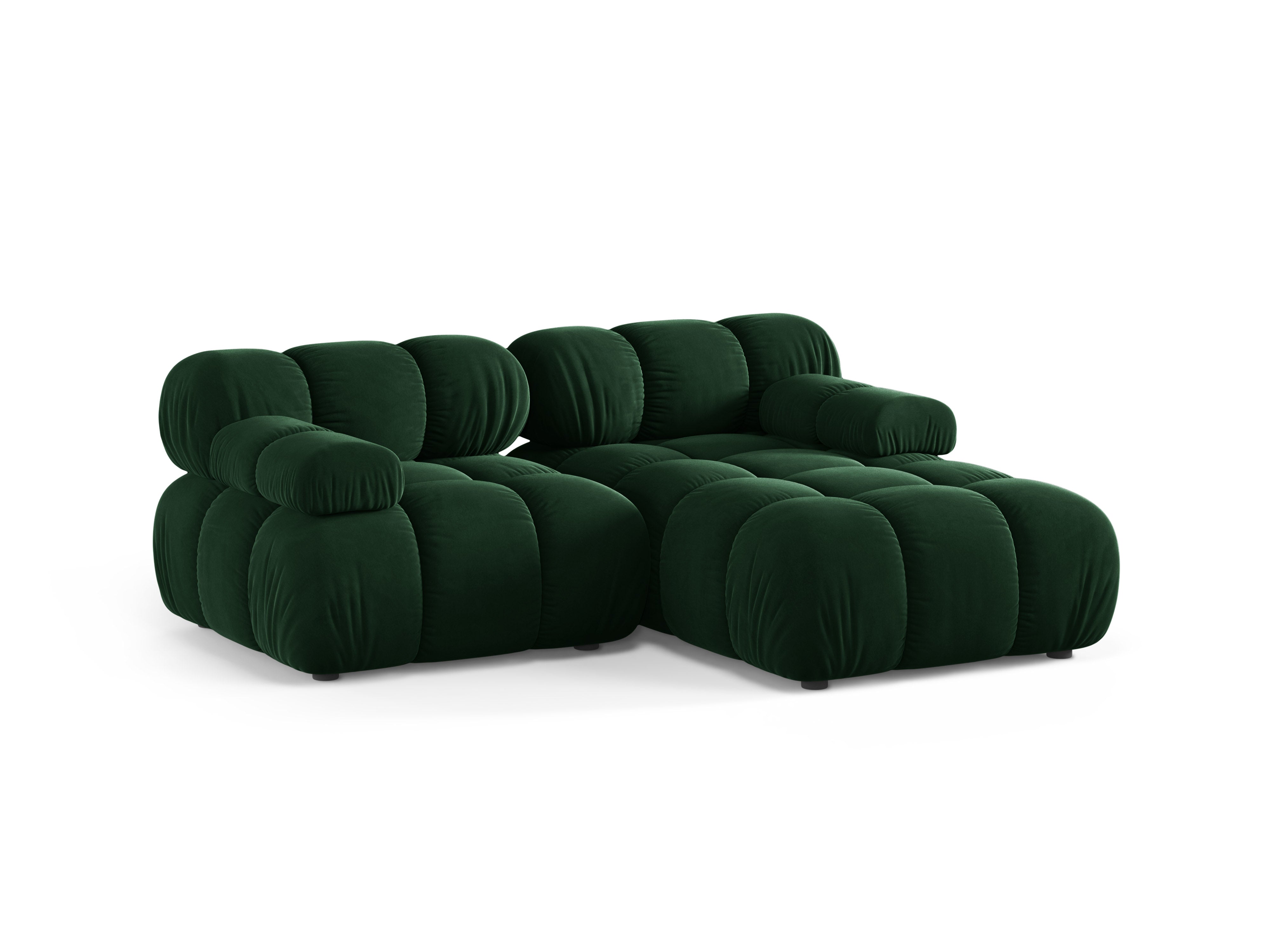 Samt-Ecksofa für 2 Personen, rechtsseitig, BELLIS in Flaschengrün.