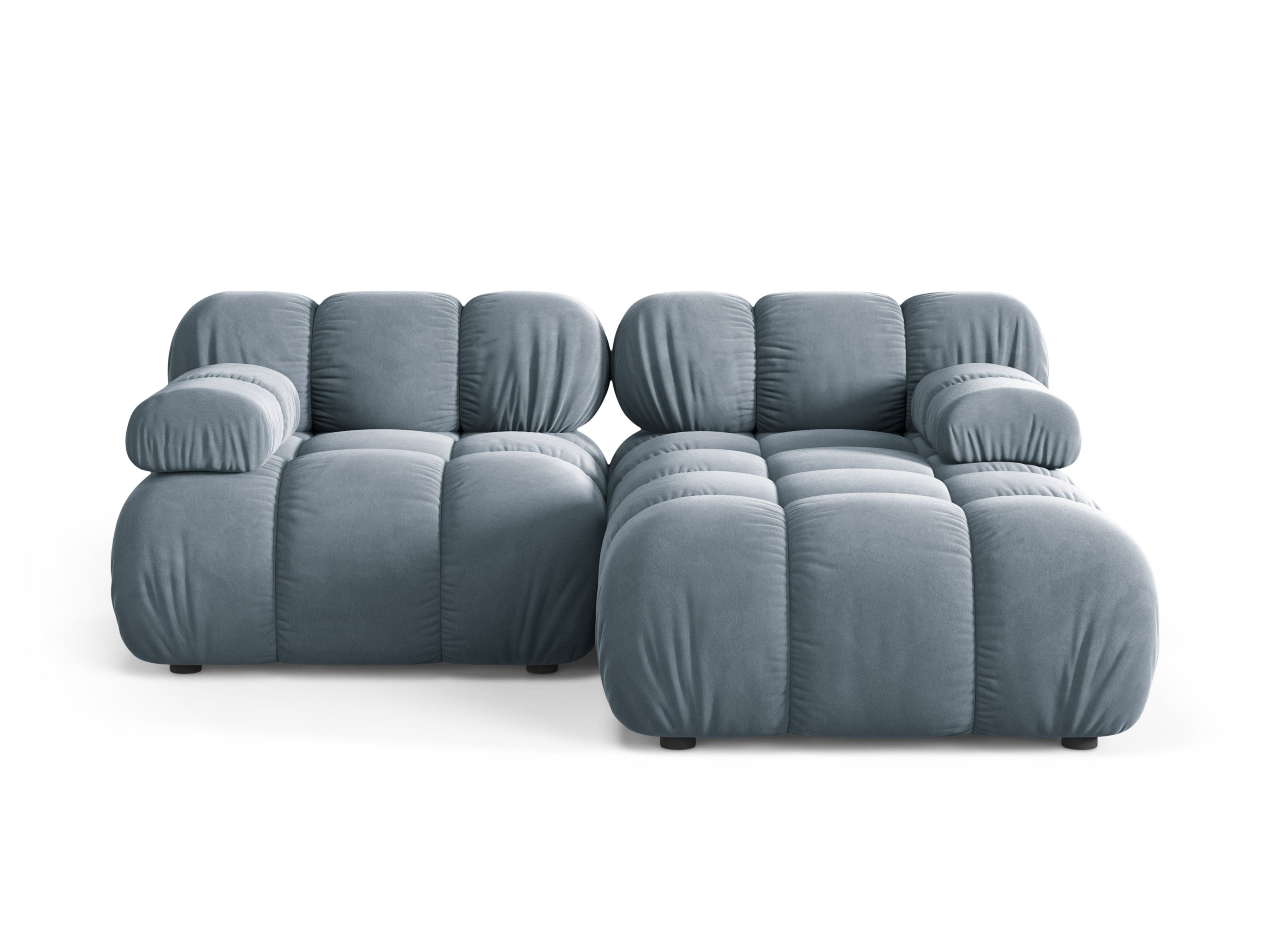Samt-Ecksofa für zwei Personen, rechtsseitig, BELLIS in Blau