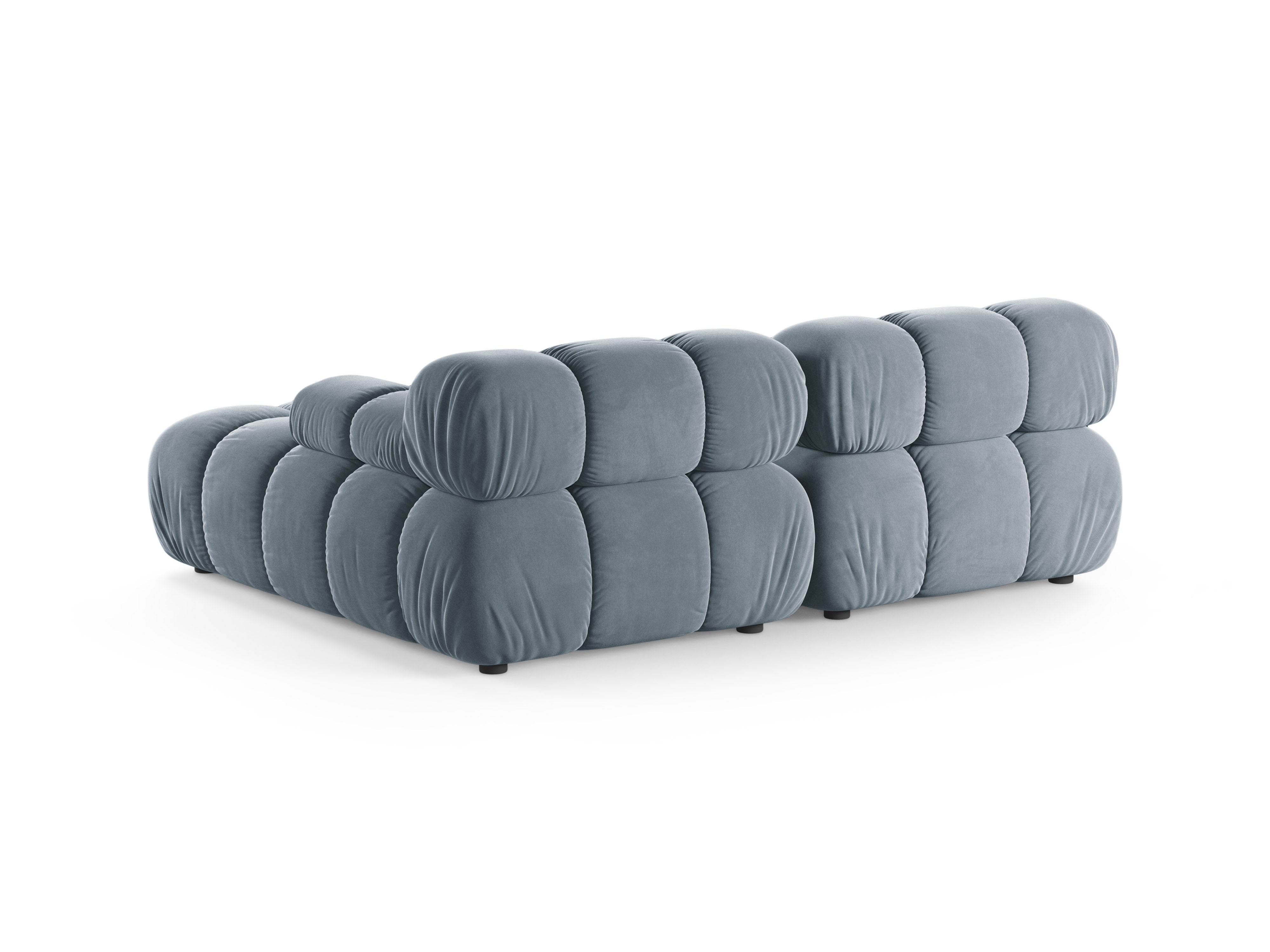 Samt-Ecksofa für zwei Personen, rechtsseitig, BELLIS in Blau