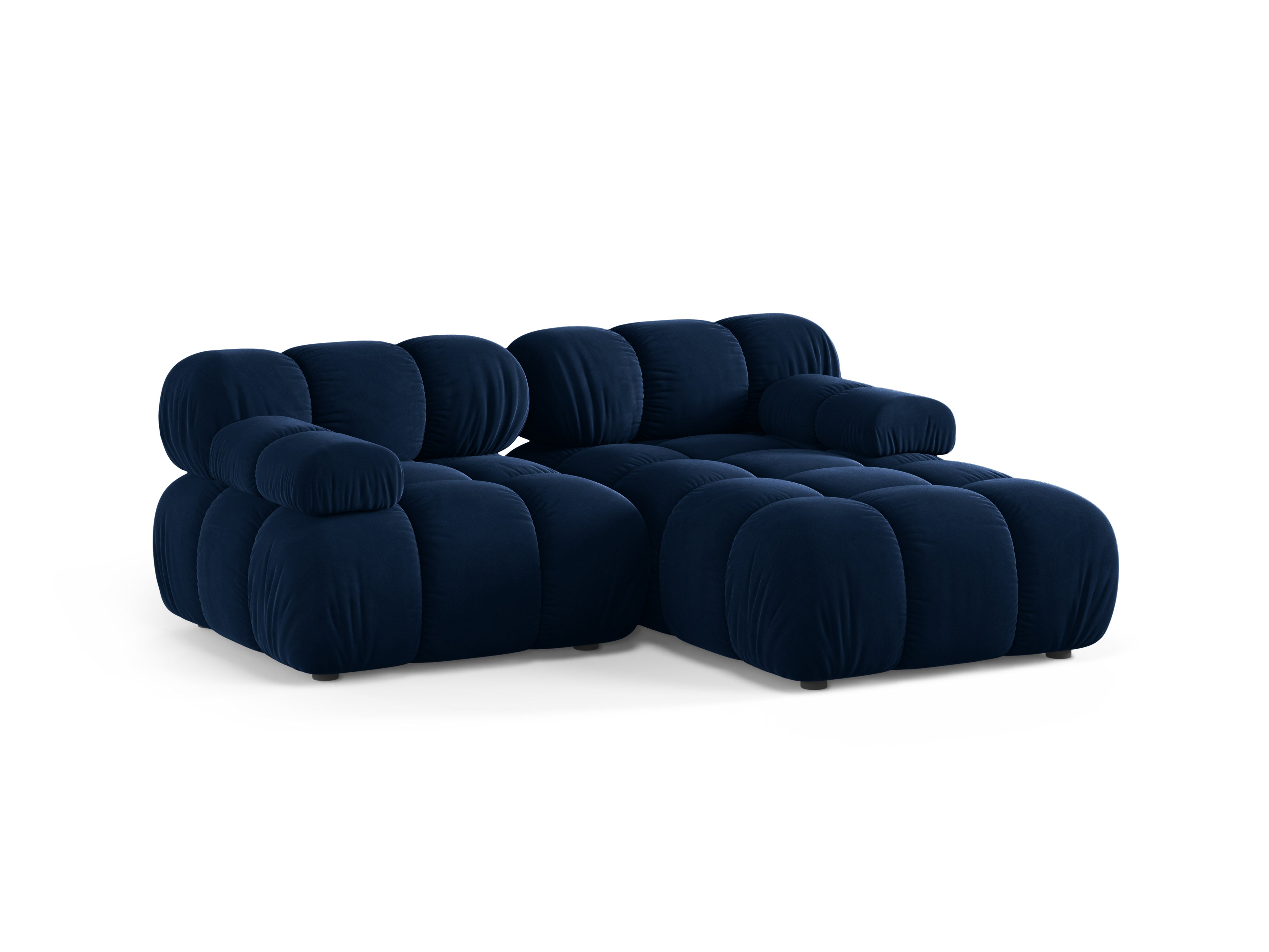 Samt-Ecksofa für 2 Personen, rechtsseitig, BELLIS in königsblau.