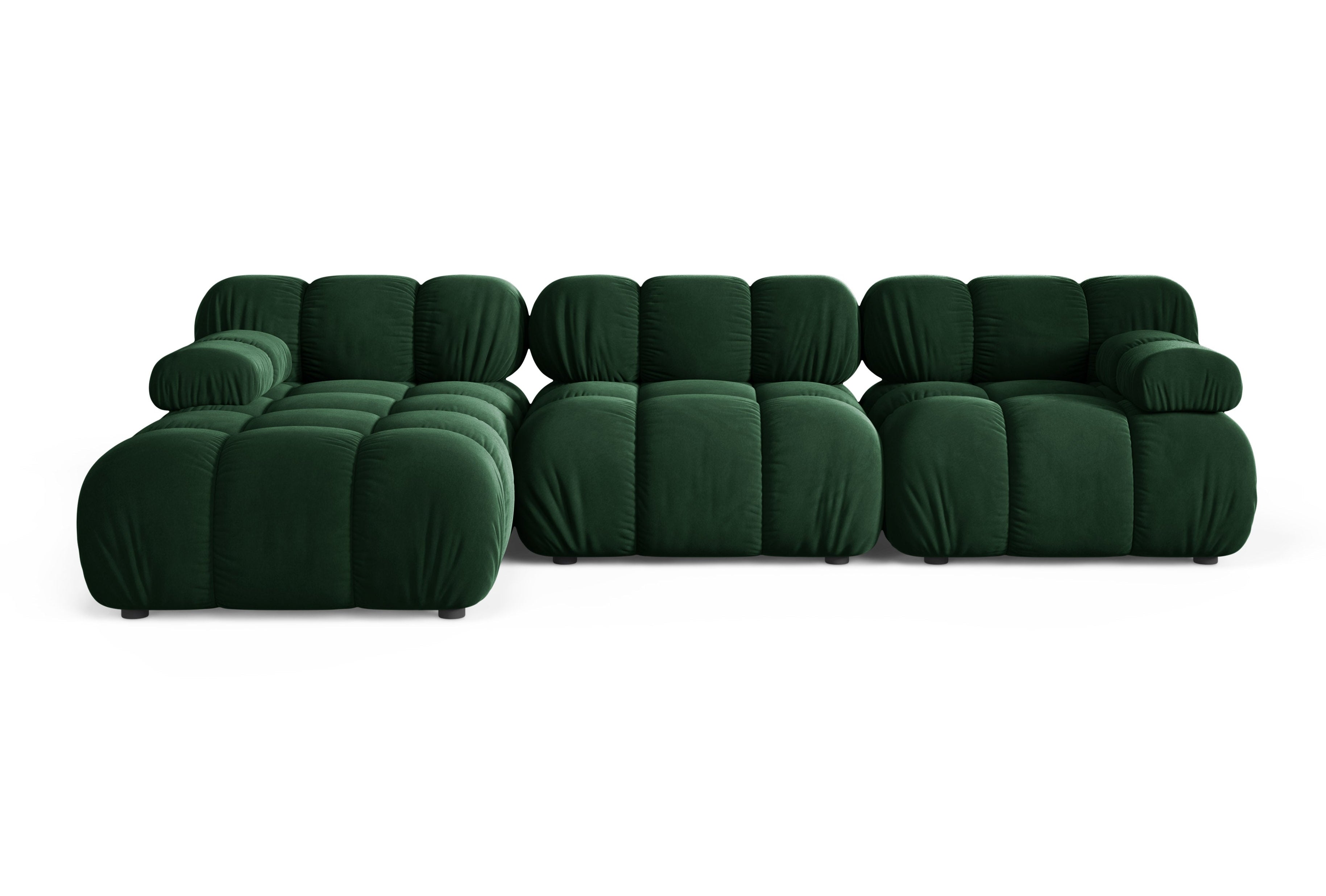Samt-Ecksofa für 3 Personen, links, BELLIS in Flaschengrün