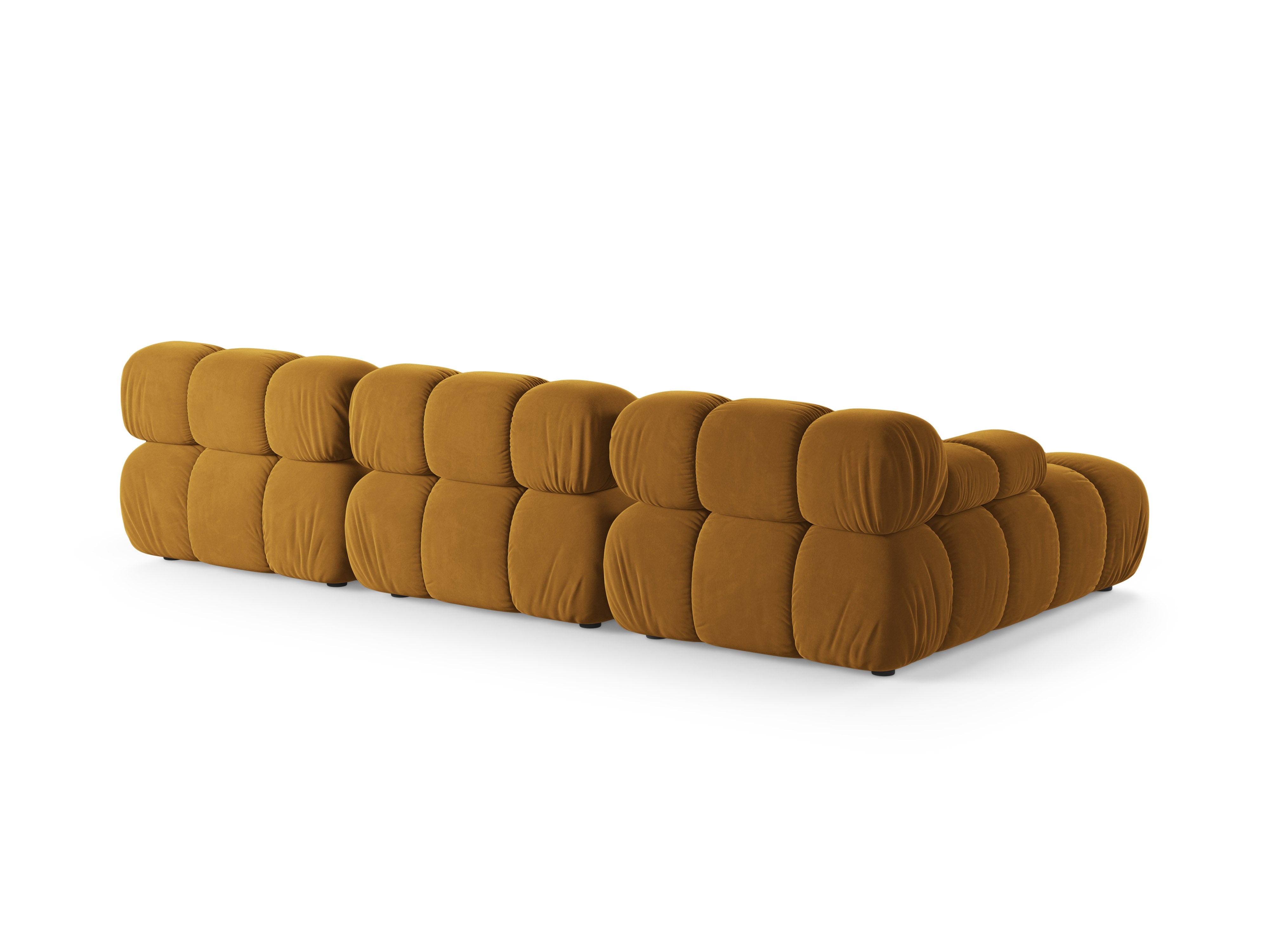Samt-Ecksofa für 3 Personen, linksseitig, BELLIS in Senfgelb