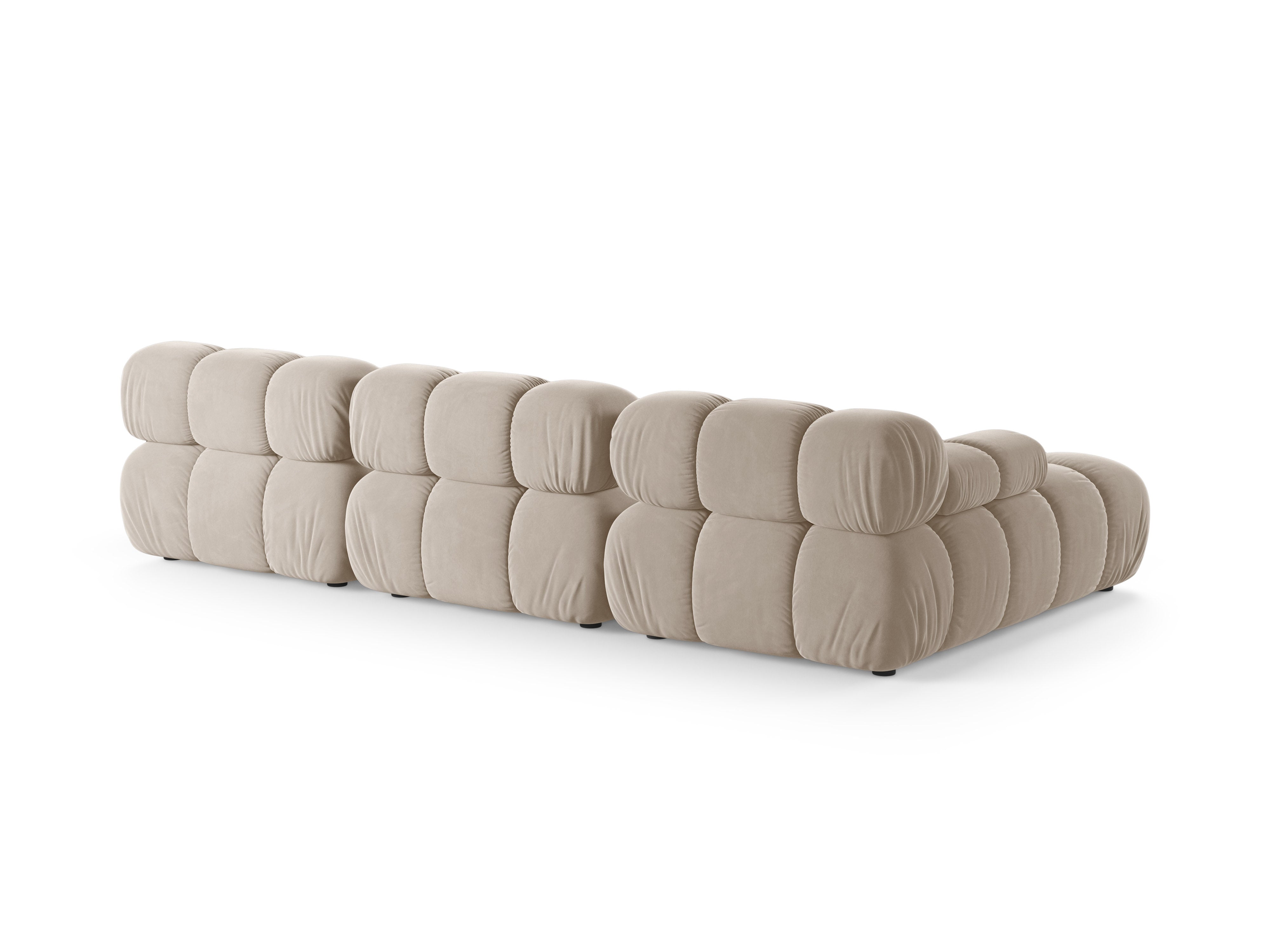 Samt-Ecksofa für 3 Personen, linksseitig, BELLIS in Beige