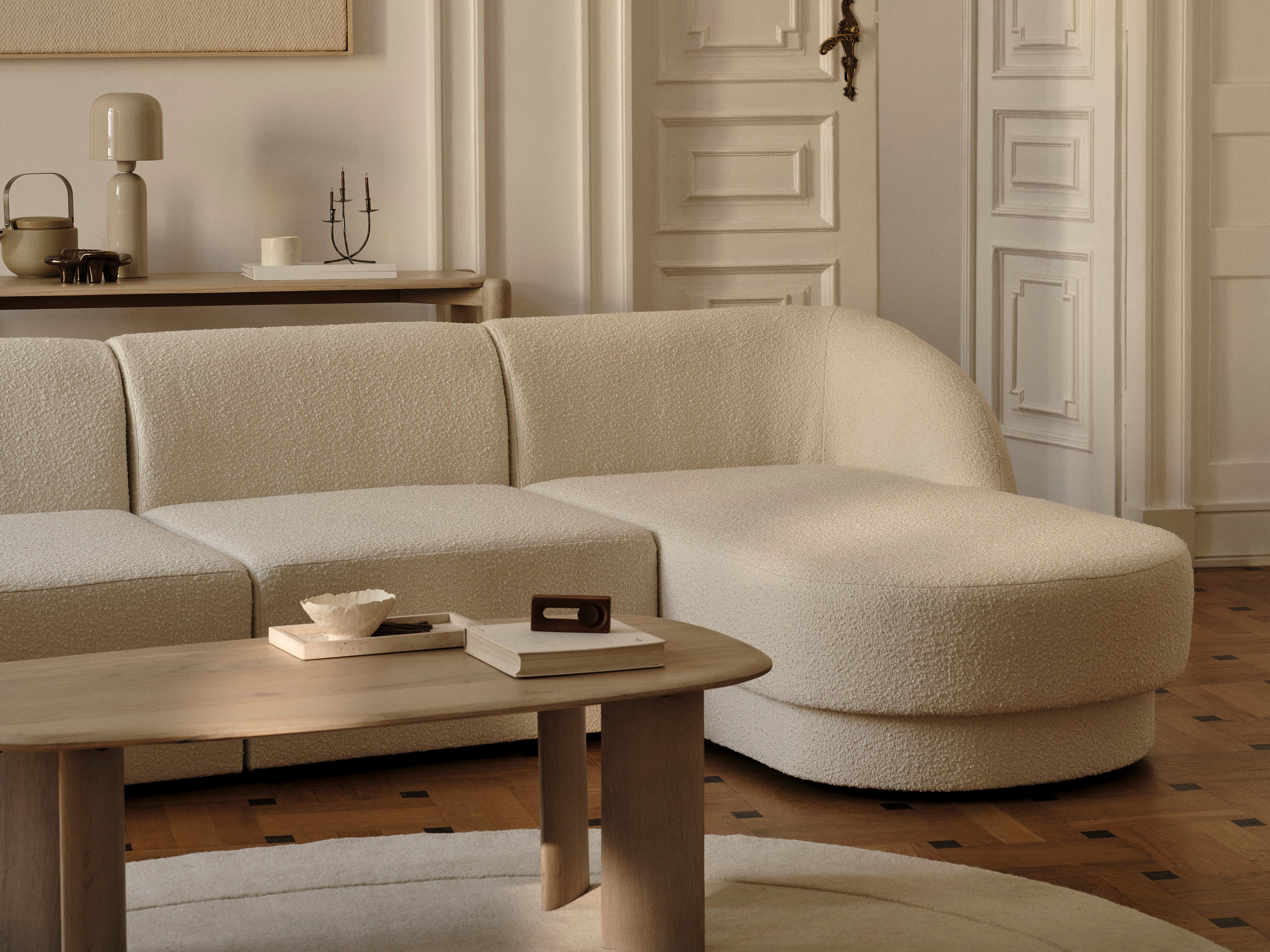 Left-sided corner sofa for 6 people MILEY gray chenille