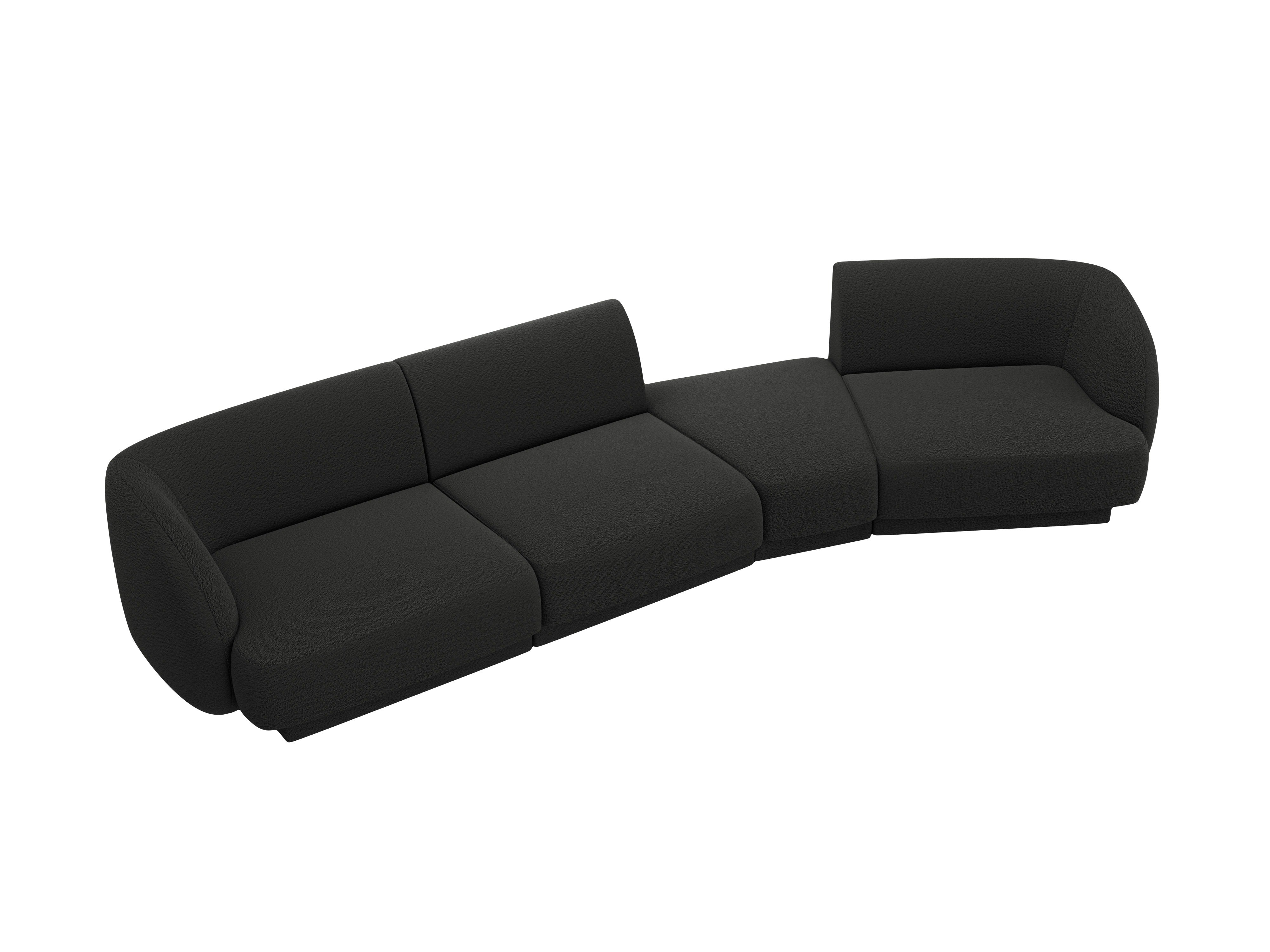 Modularsofa rechtsseitig für 6 Personen MILEY schwarz Boucle