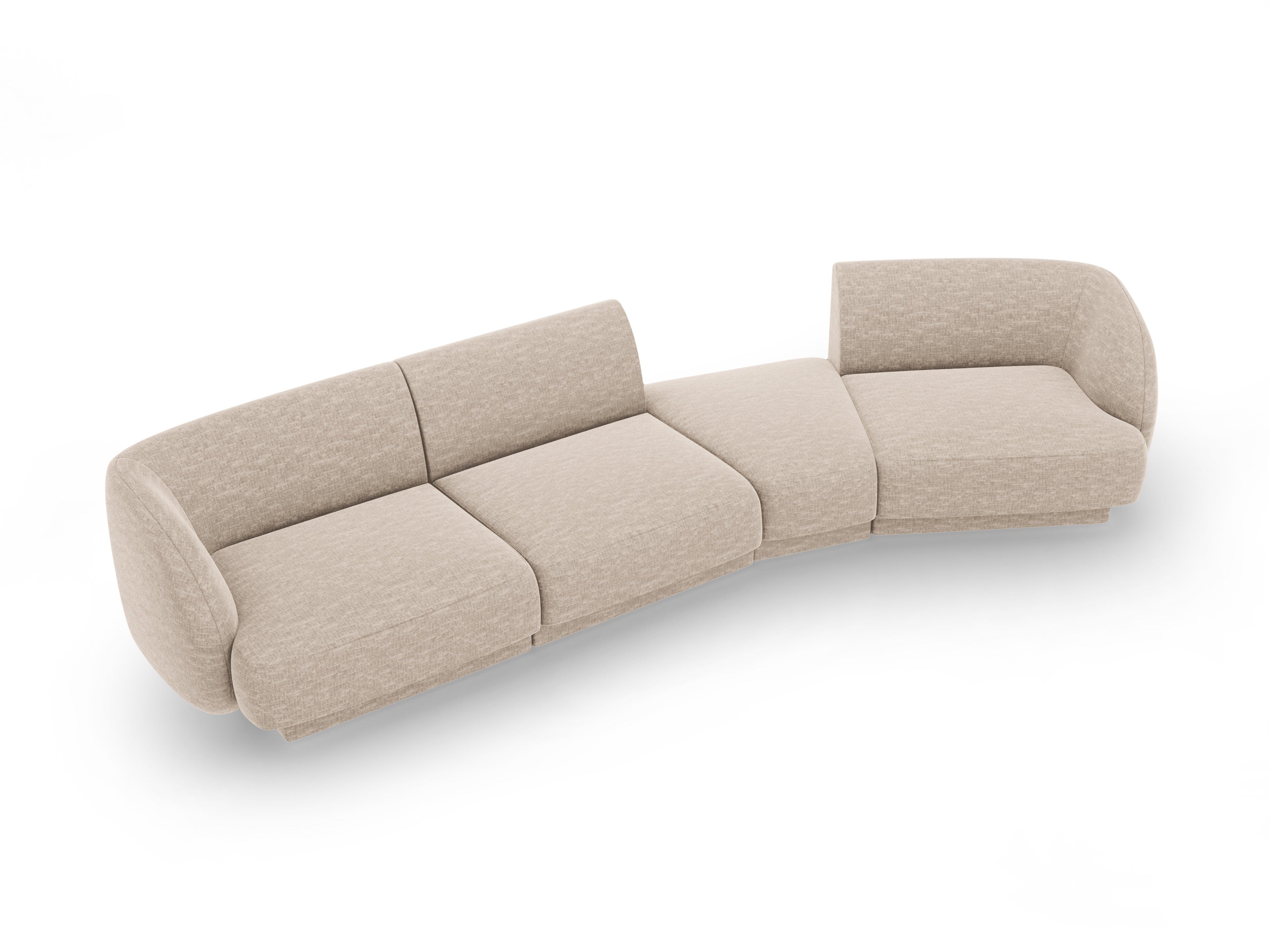 Modular Sofa rechtsseitig für 6 Personen MILEY beige schimmerndes Chenille
