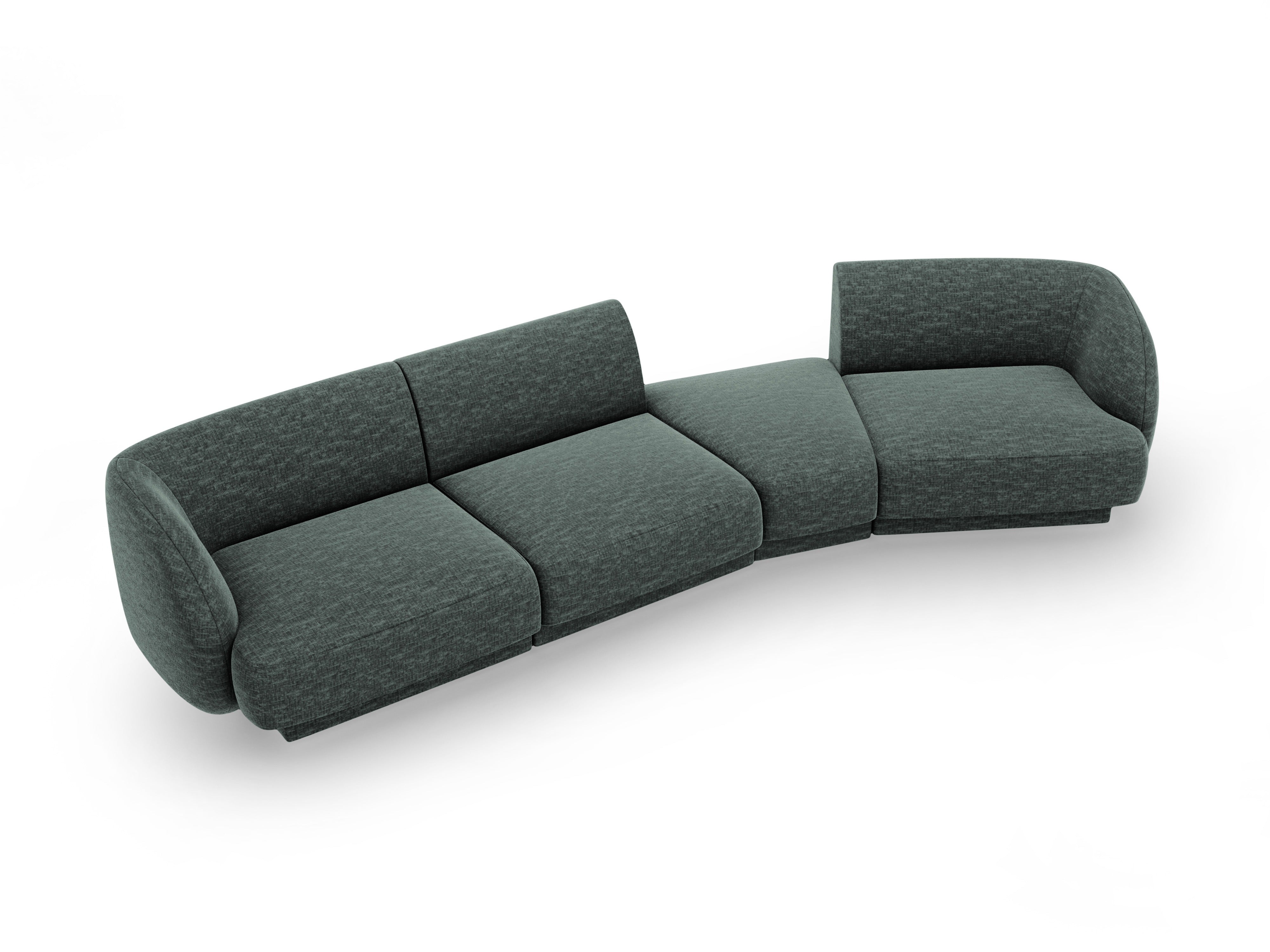 Modularsofa rechtsseitig für 6 Personen MILEY petrol samtig