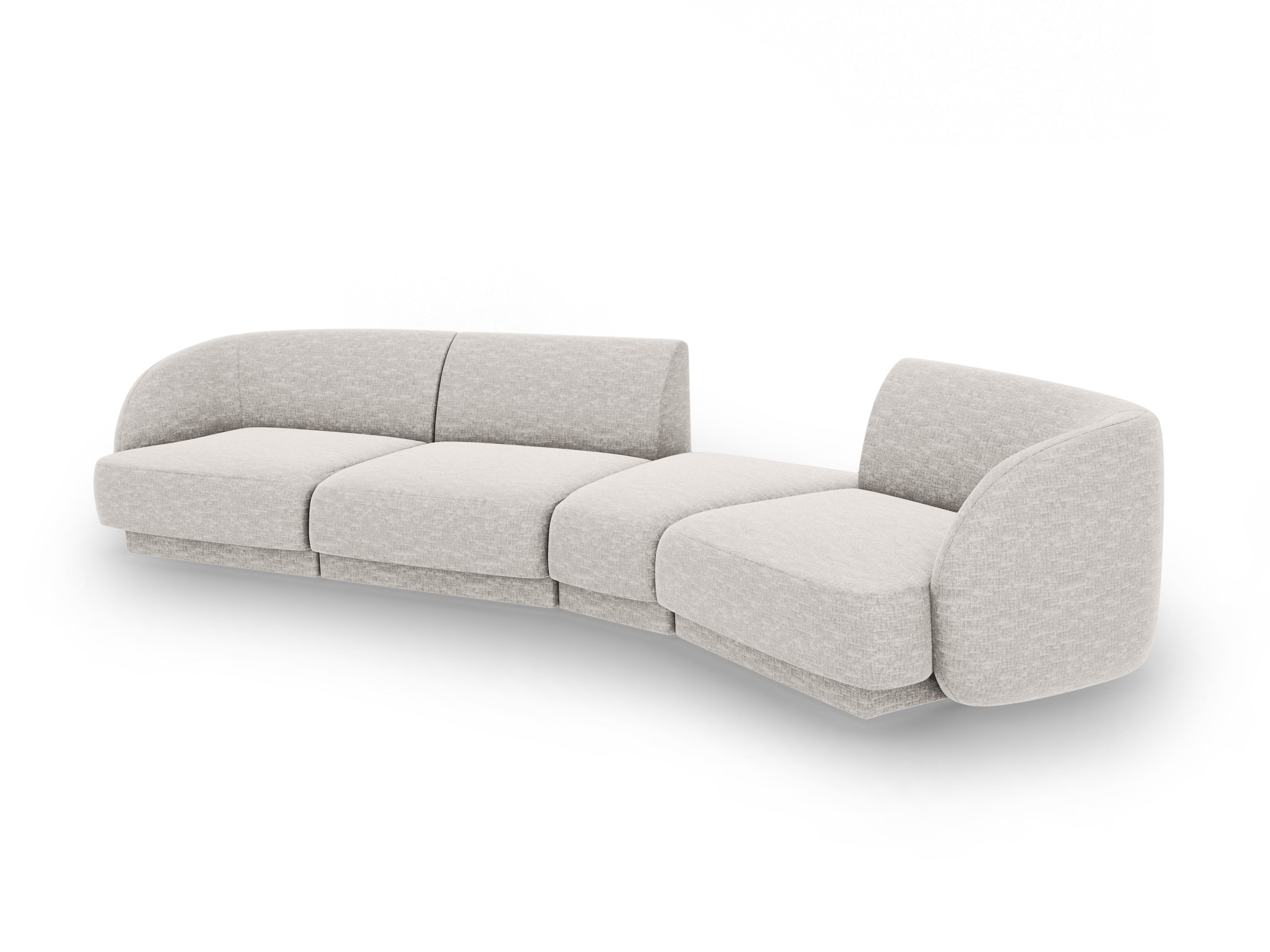 Modular Sofa rechtsseitig für 6 Personen MILEY hellgrau samtig