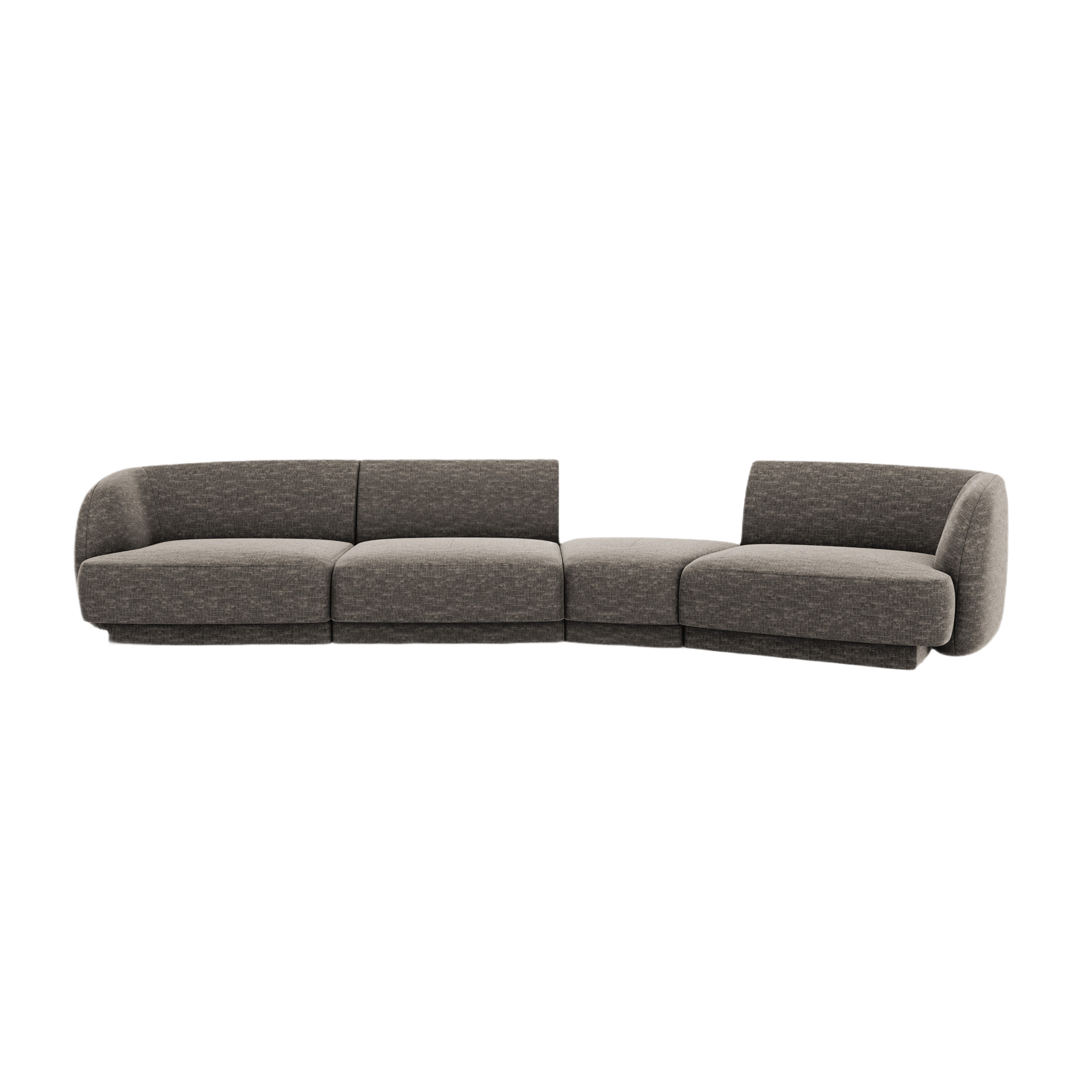 Modularsofa rechtsseitig für 6 Personen MILEY graues Chenille seidig