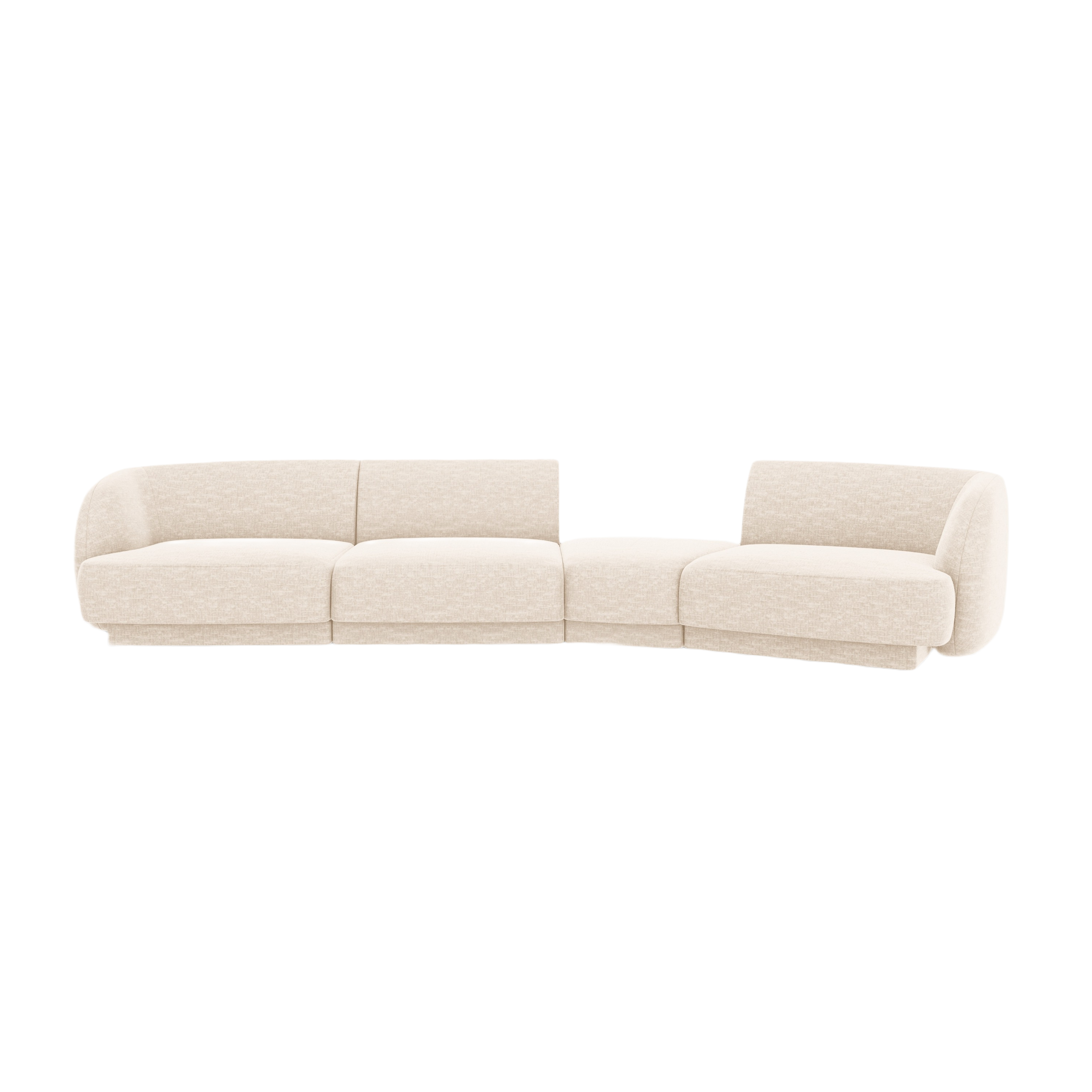Modularsofa rechtsseitig für 6 Personen MILEY Elfenbein Chenille