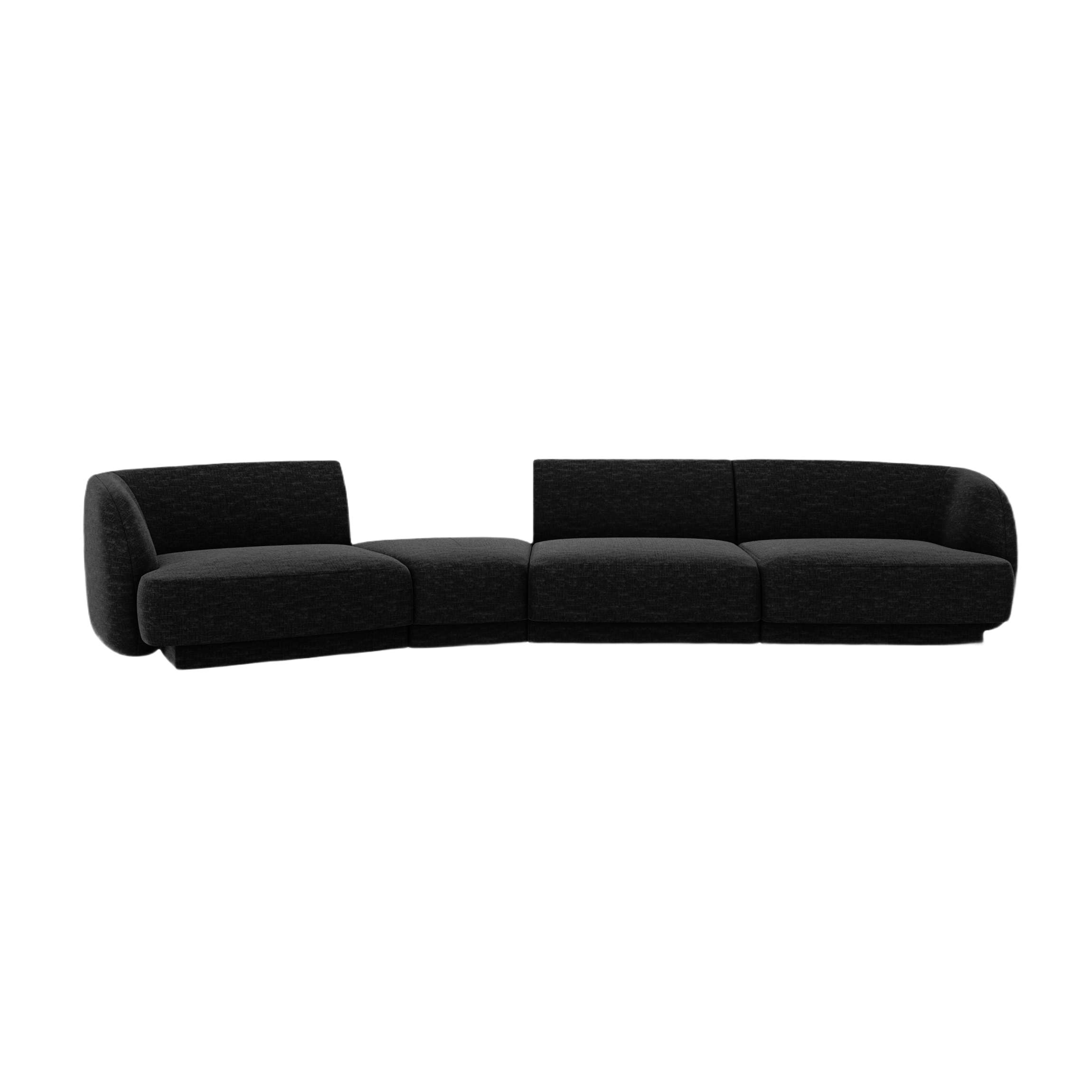 Modulares Sofa linksseitig für 6 Personen MILEY schwarz Chenille