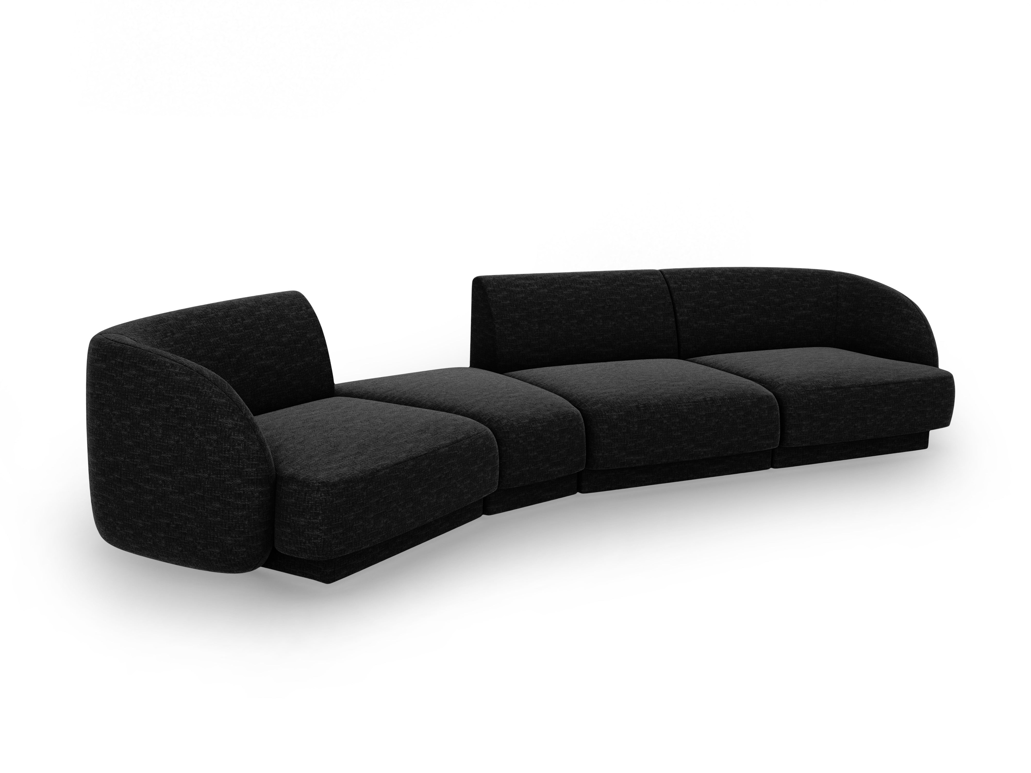Modulares Sofa linksseitig für 6 Personen MILEY schwarz Chenille