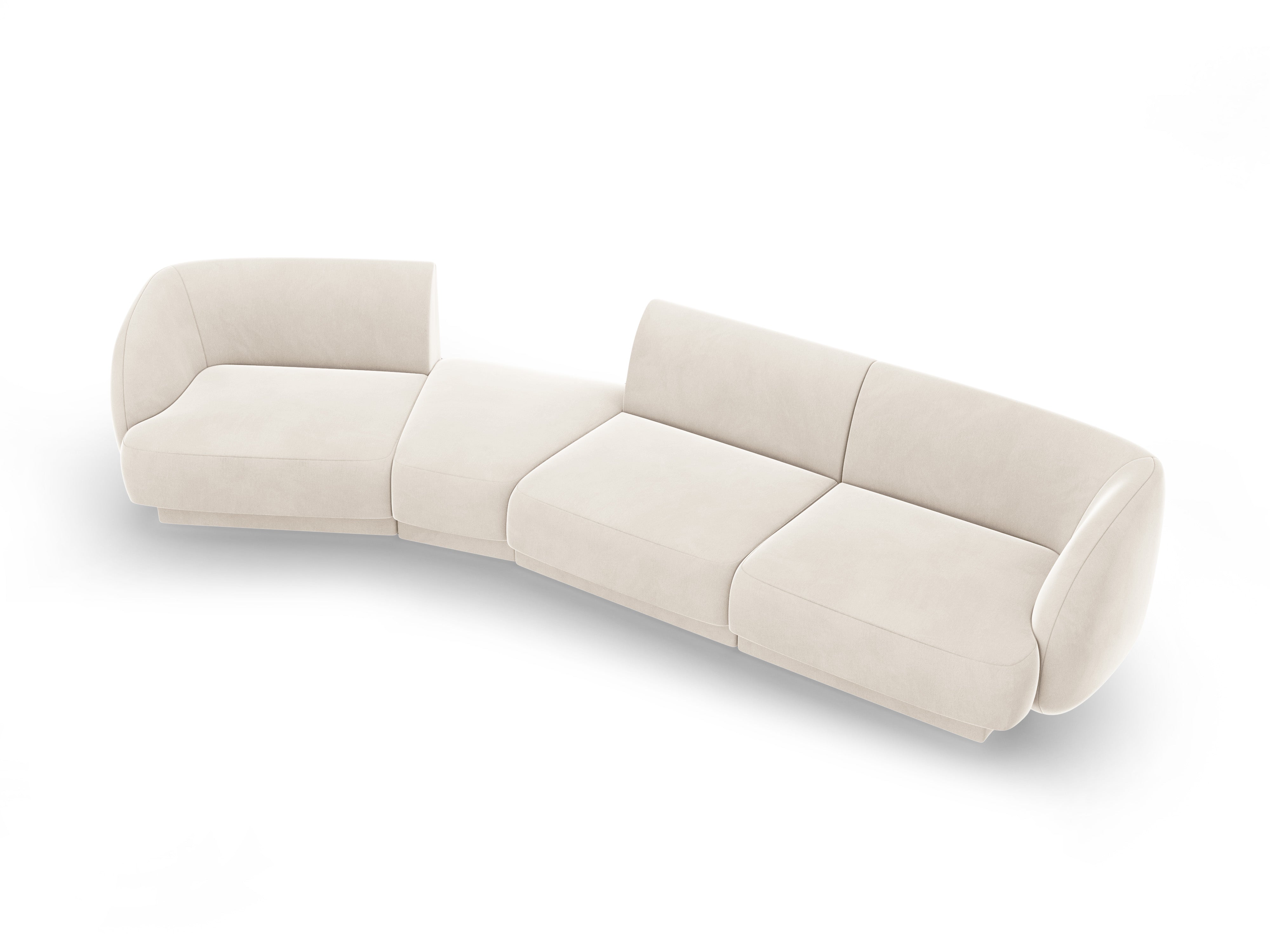 Modulares Sofa linksseitig für 6 Personen aus Samt MILEY hellbeige
