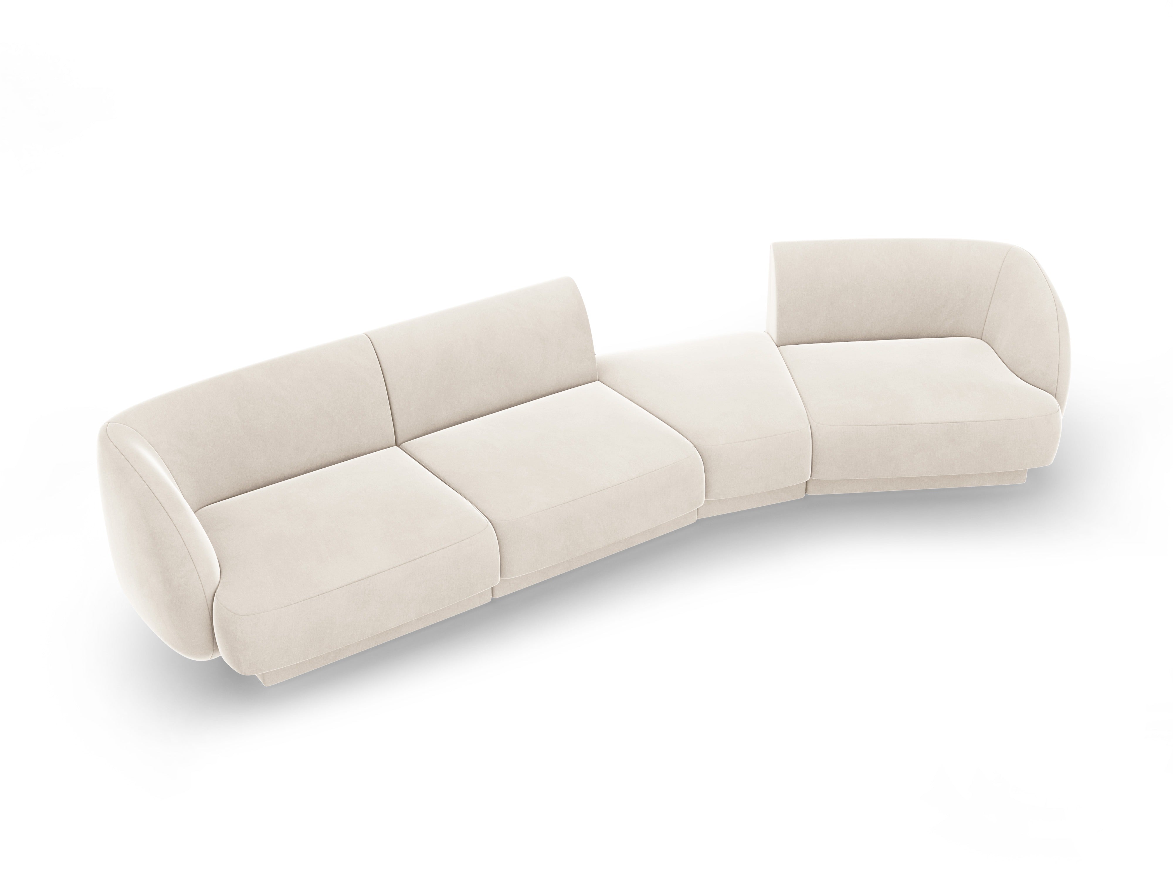 Modularsofa rechtsseitig für 6 Personen aus Samt MILEY hellbeige