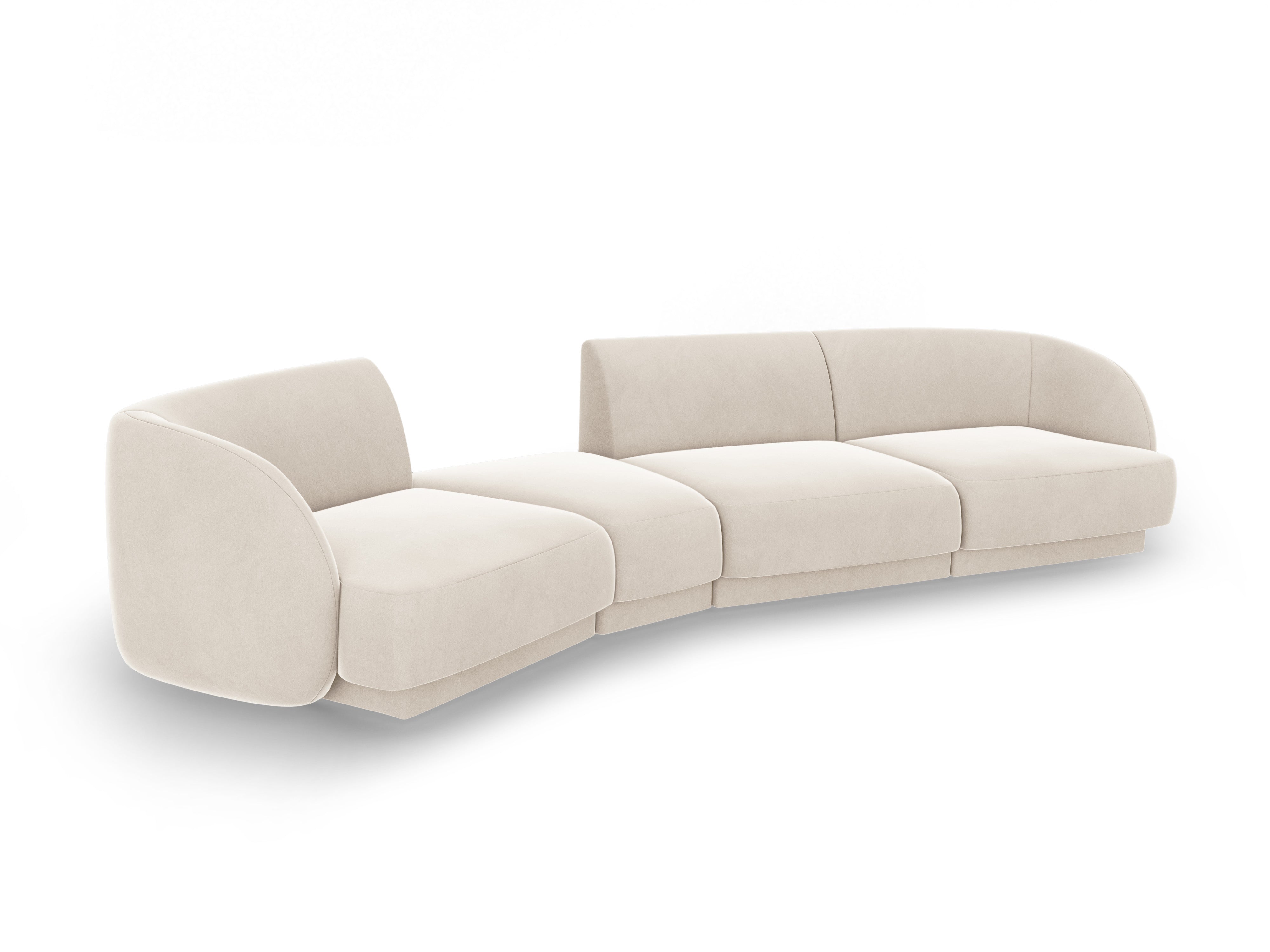Modulares Sofa linksseitig für 6 Personen aus Samt MILEY hellbeige