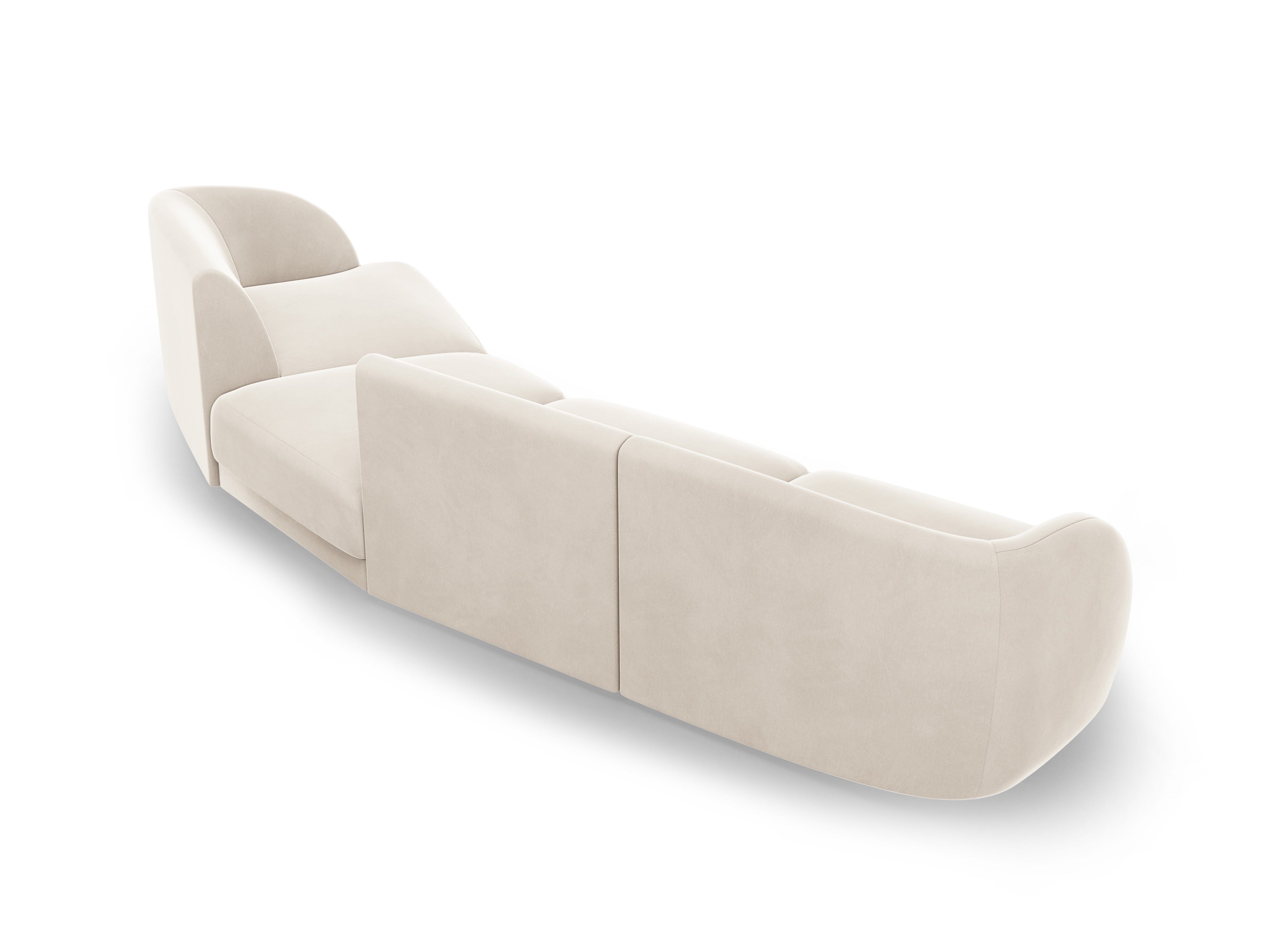 Modularsofa rechtsseitig für 6 Personen aus Samt MILEY hellbeige