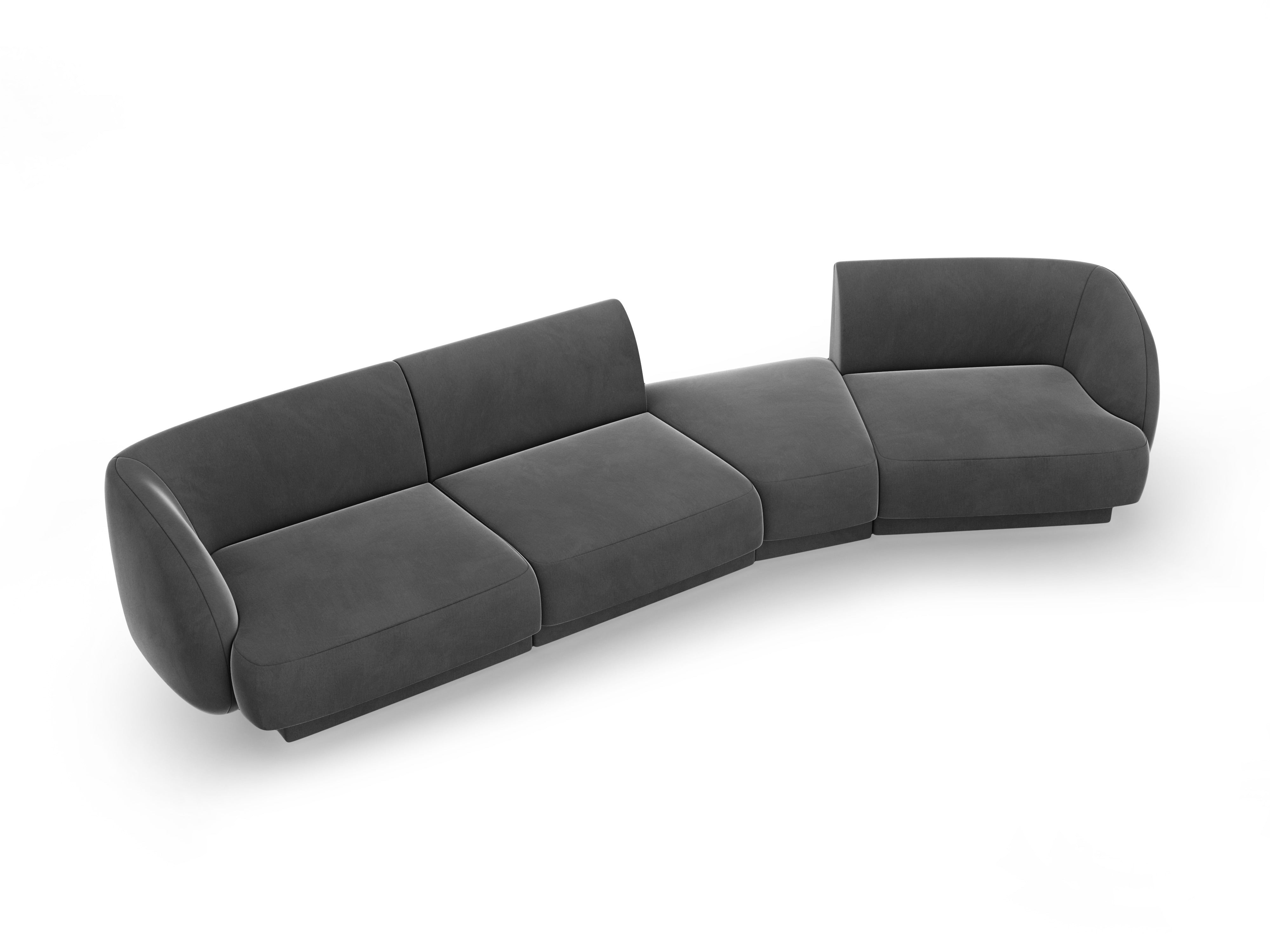 Modularsofa rechtsseitig für 6 Personen aus Samt MILEY grau