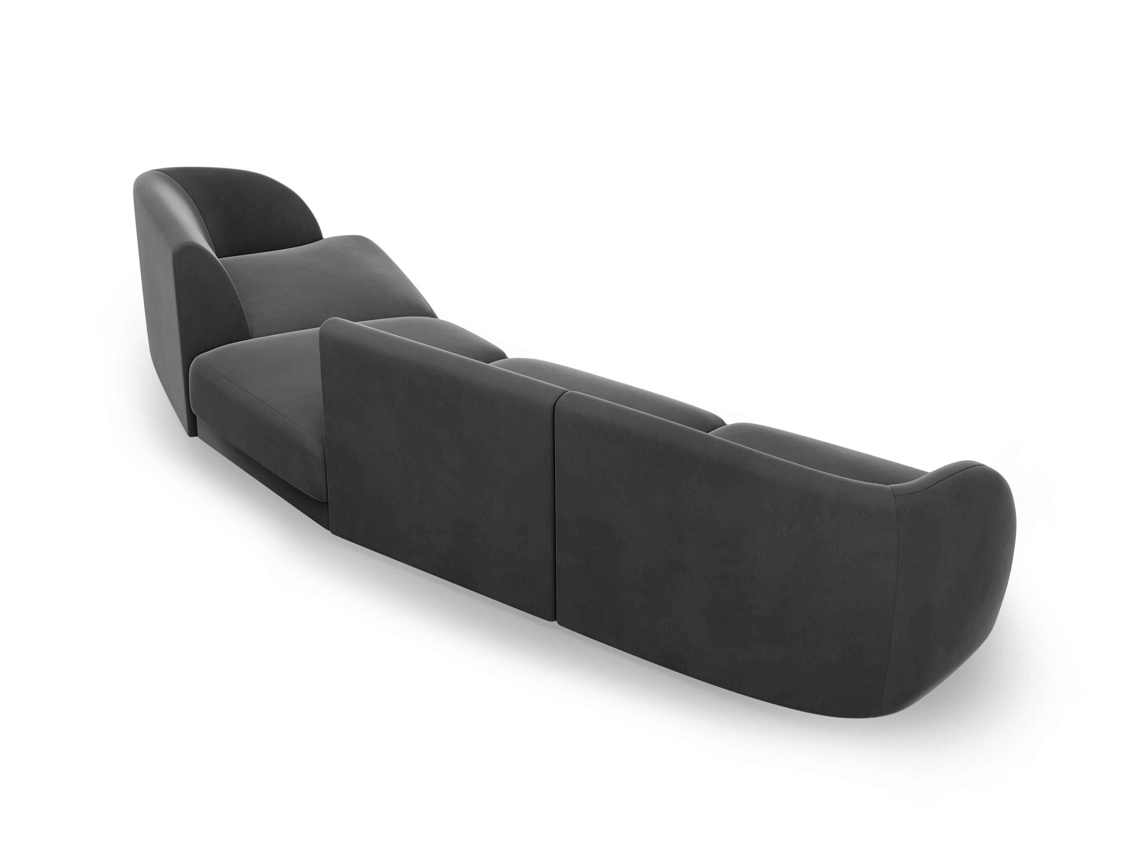 Modularsofa rechtsseitig für 6 Personen aus Samt MILEY grau
