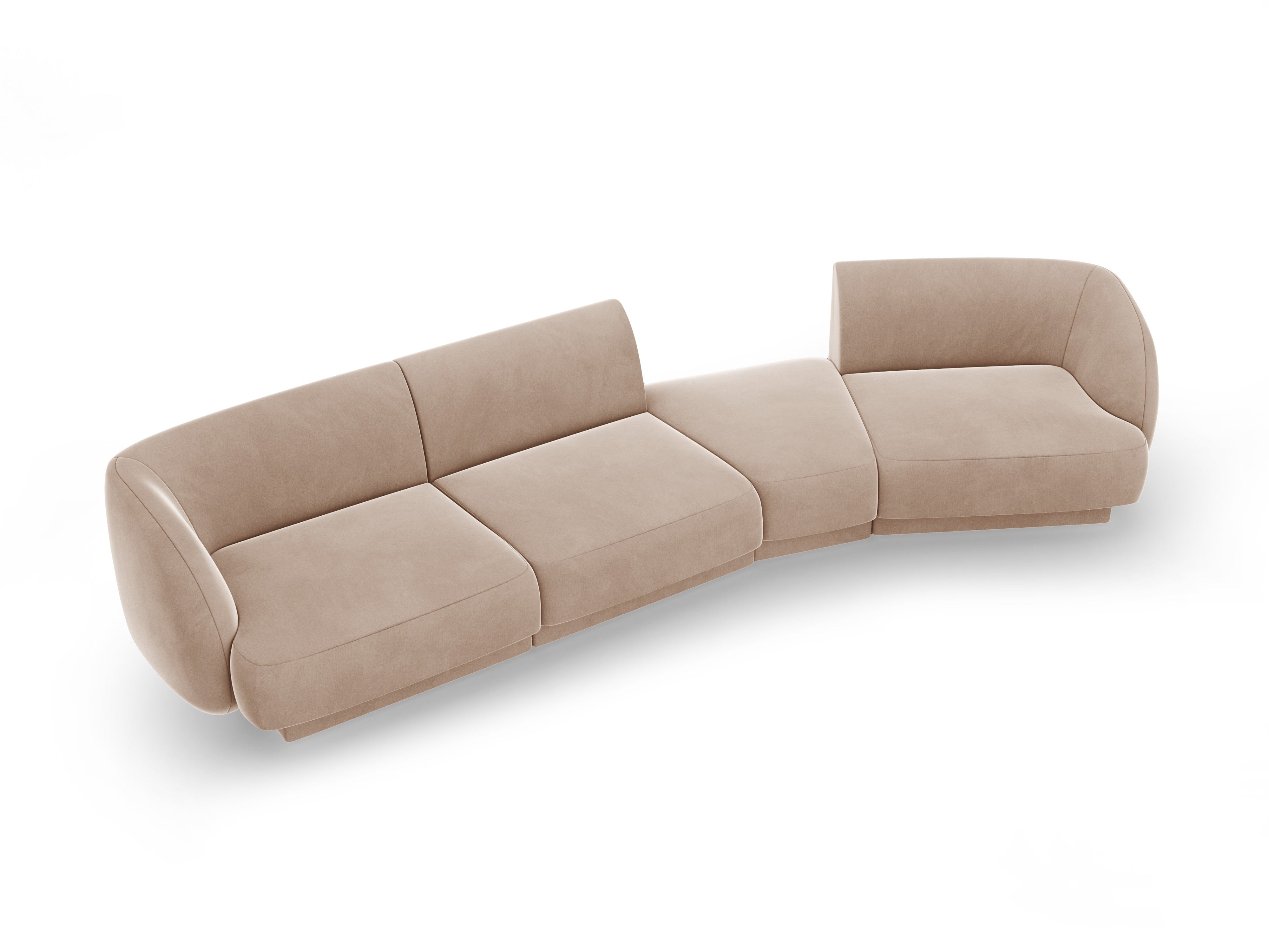 Modularsofa rechtsseitig für 6 Personen aus Samt MILEY Cappuccino