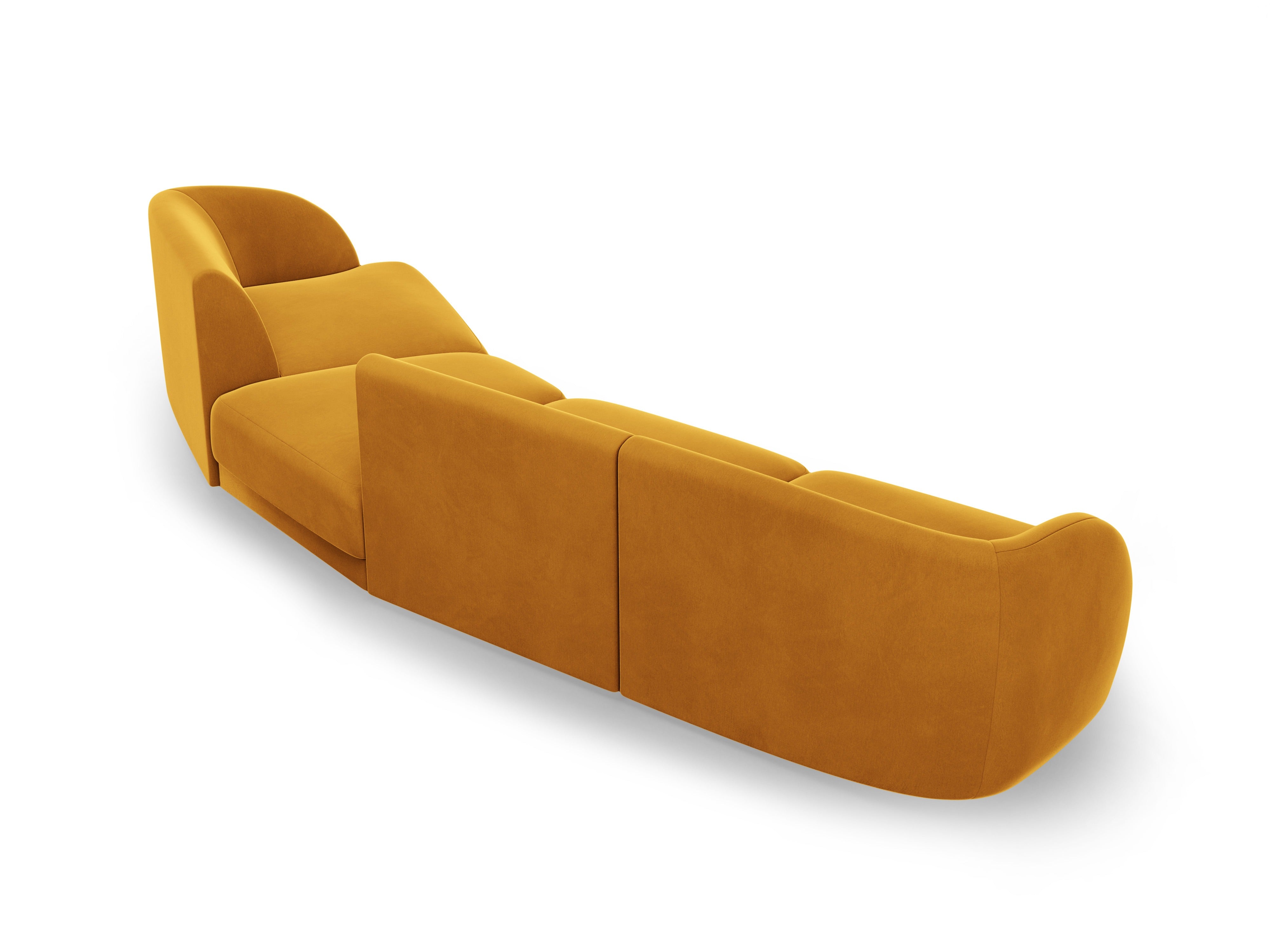 Modularsofa rechtsseitig für 6 Personen aus Samt MILEY gelb