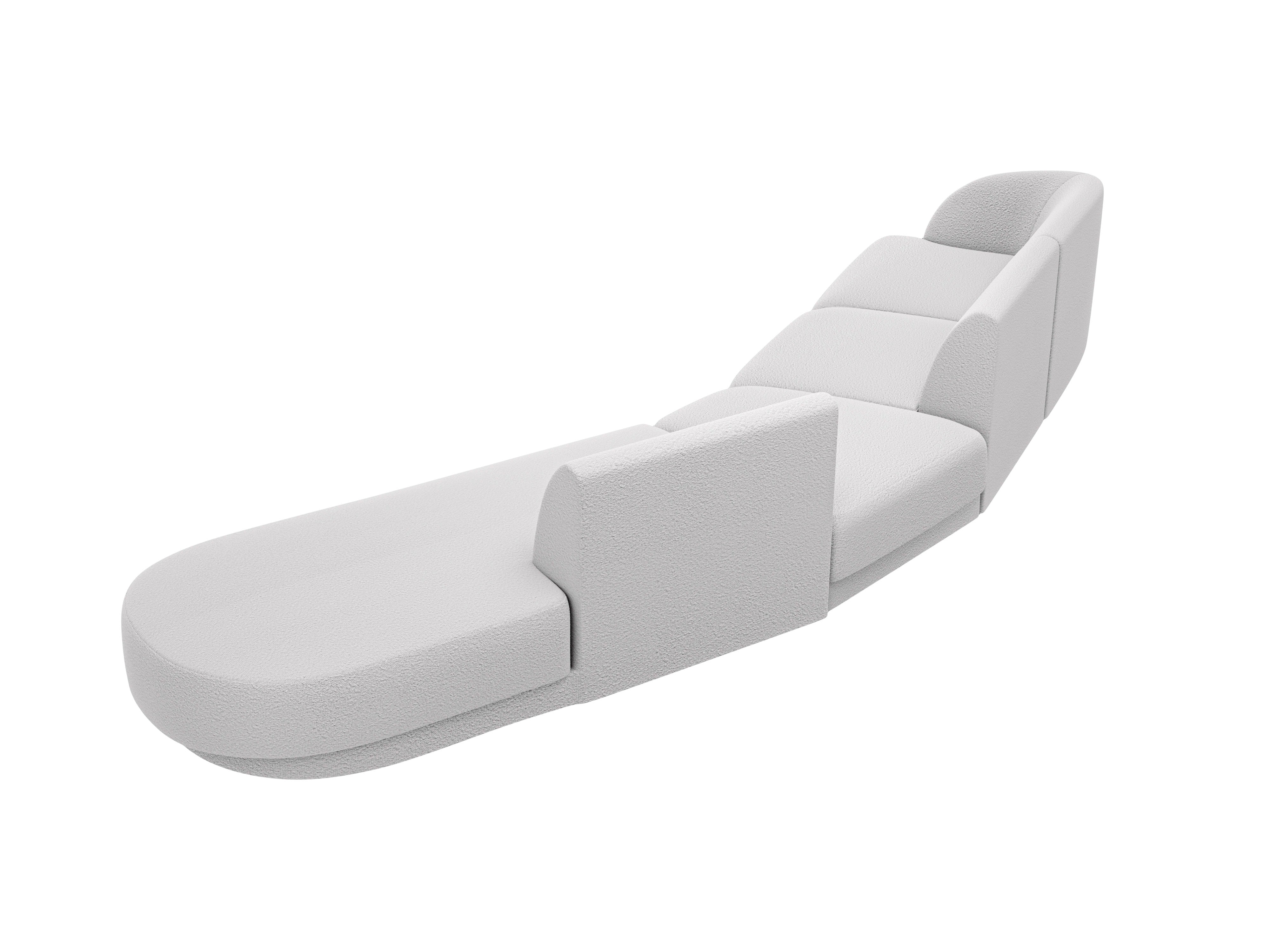 Right-facing modular corner sofa for 7 people MILEY light gray boucle