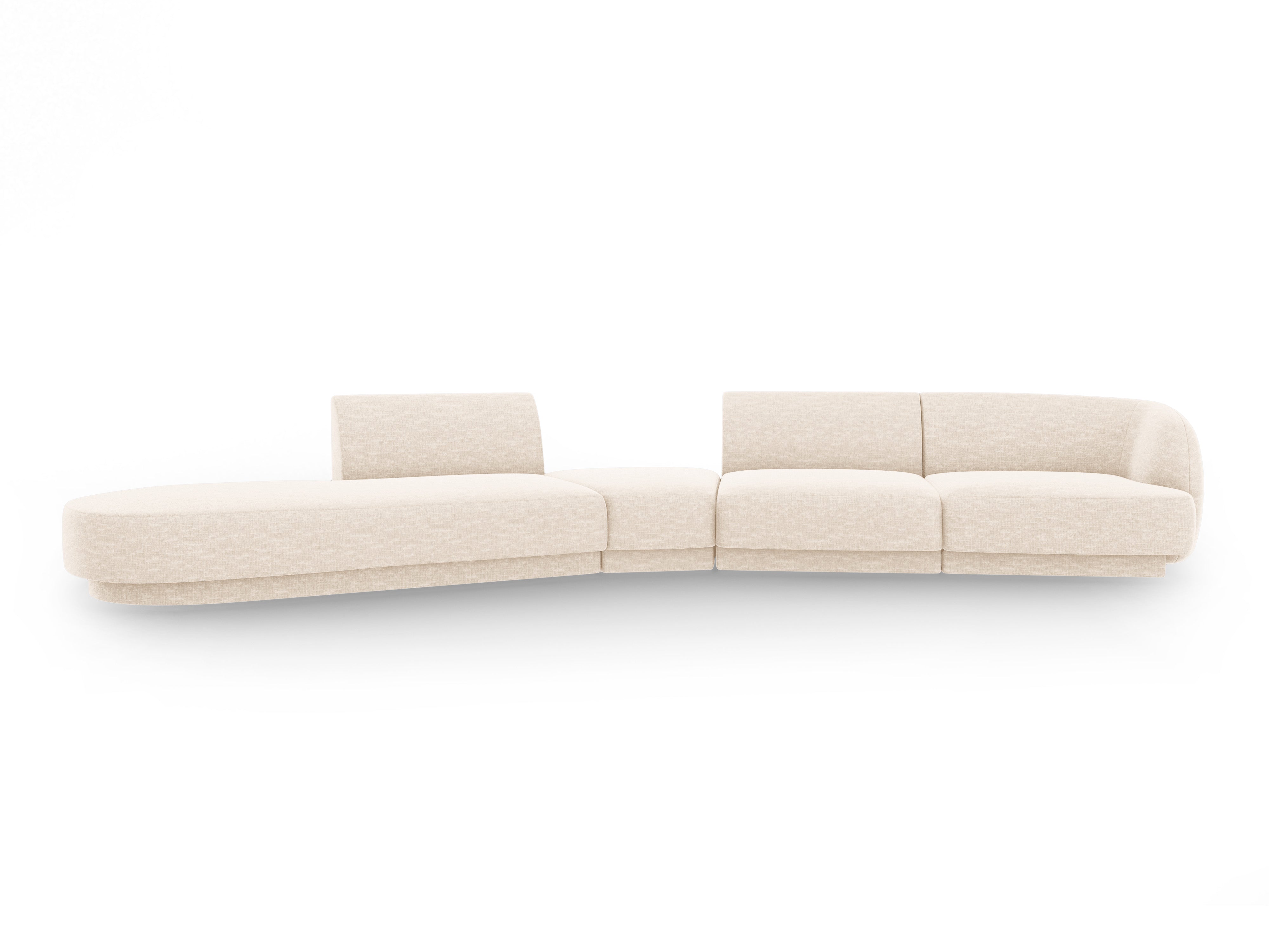 Left-facing modular corner sofa for 7 people MILEY light beige silky chenille