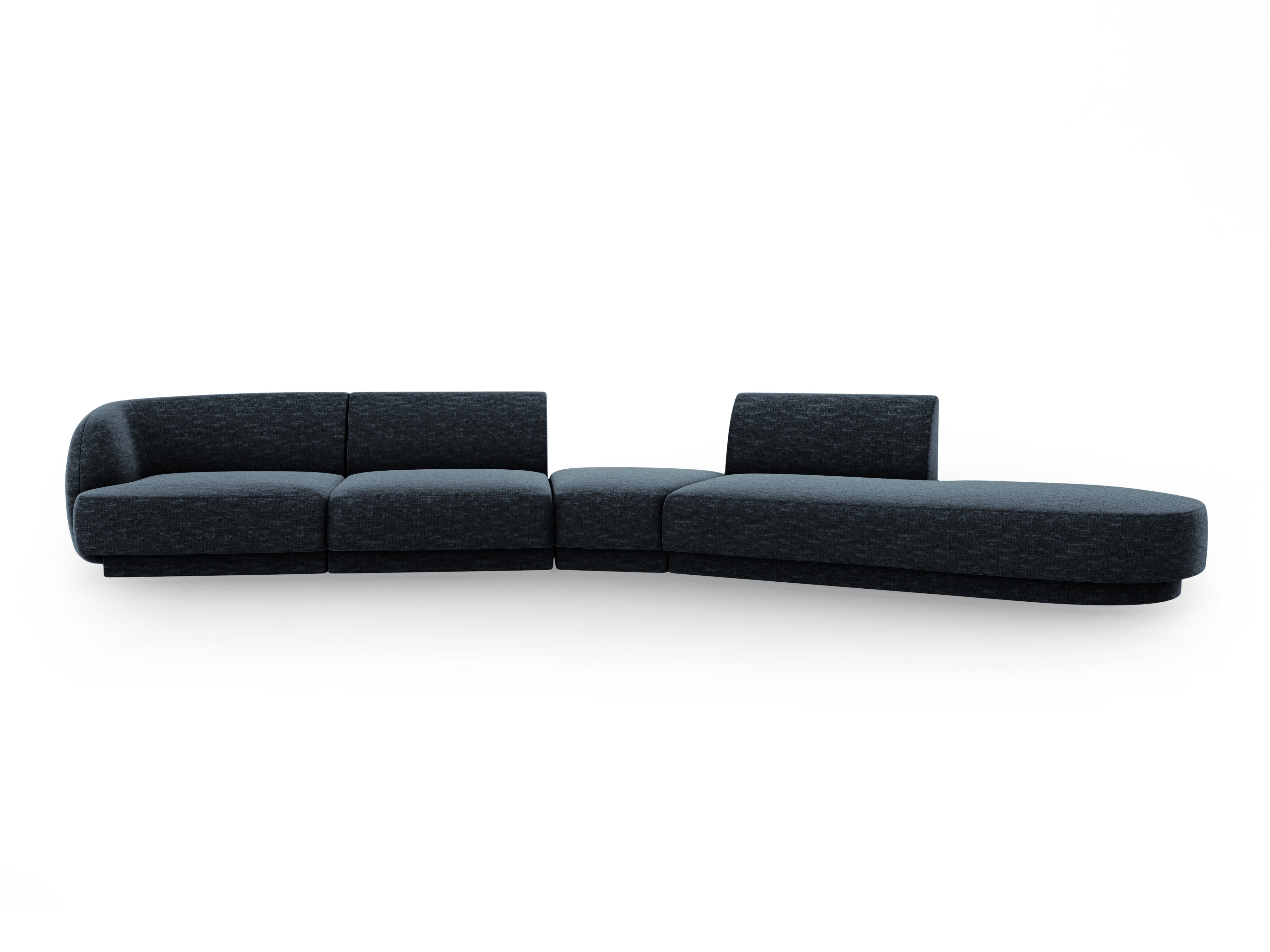 Modularer Ecksofa rechtsseitig für 7 Personen MILEY königsblau schimmernder Chenille