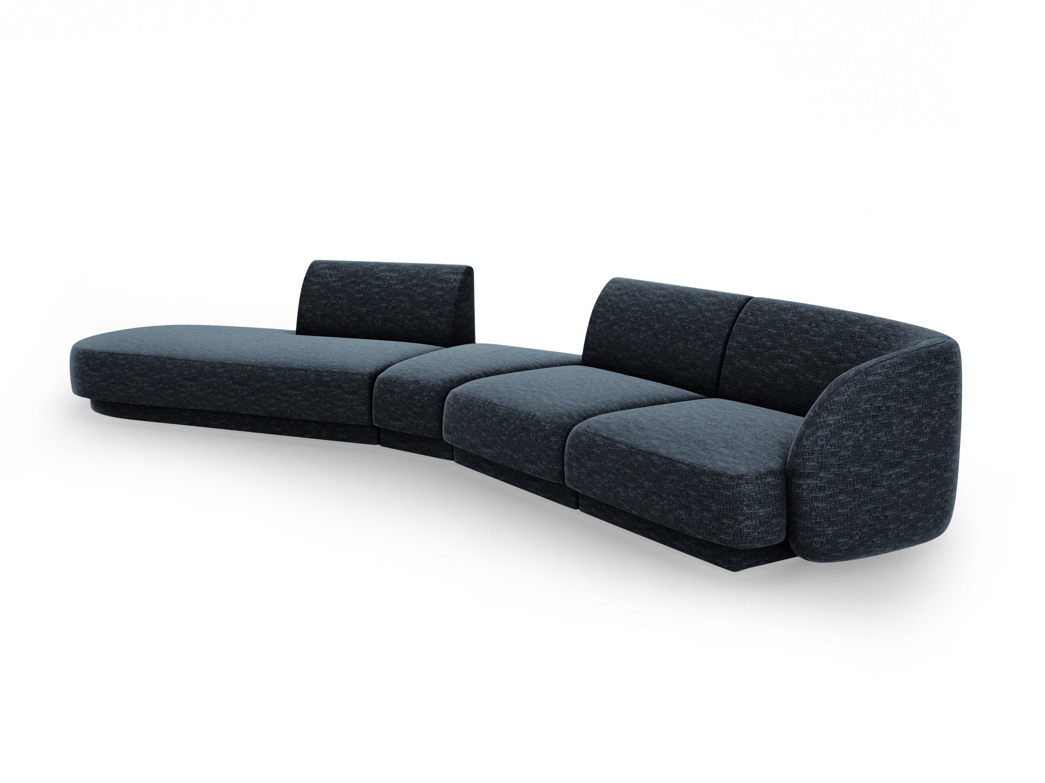 Modulares Ecksofa linksseitig für 7 Personen MILEY königsblau samtig