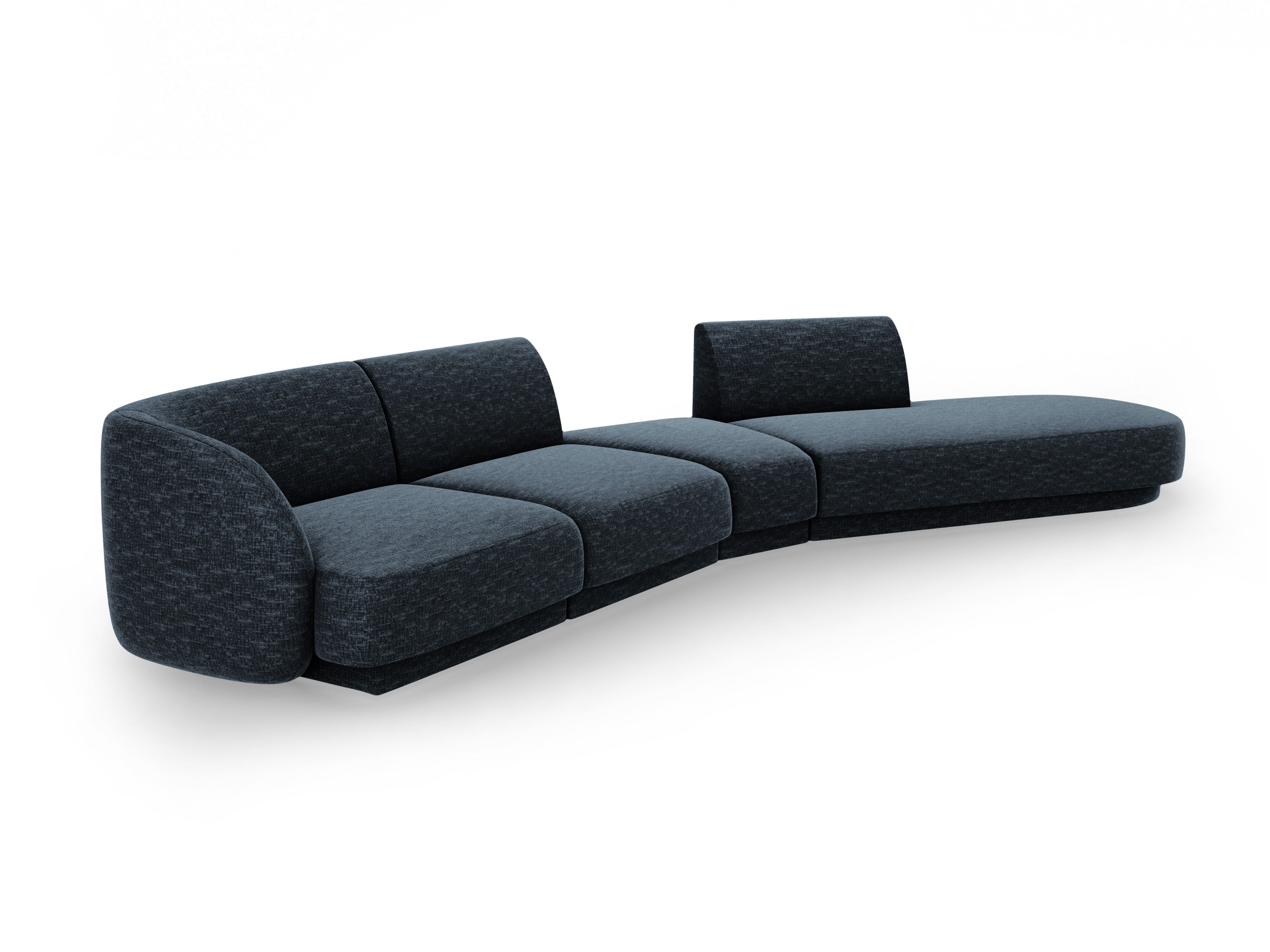Modularer Ecksofa rechtsseitig für 7 Personen MILEY königsblau schimmernder Chenille