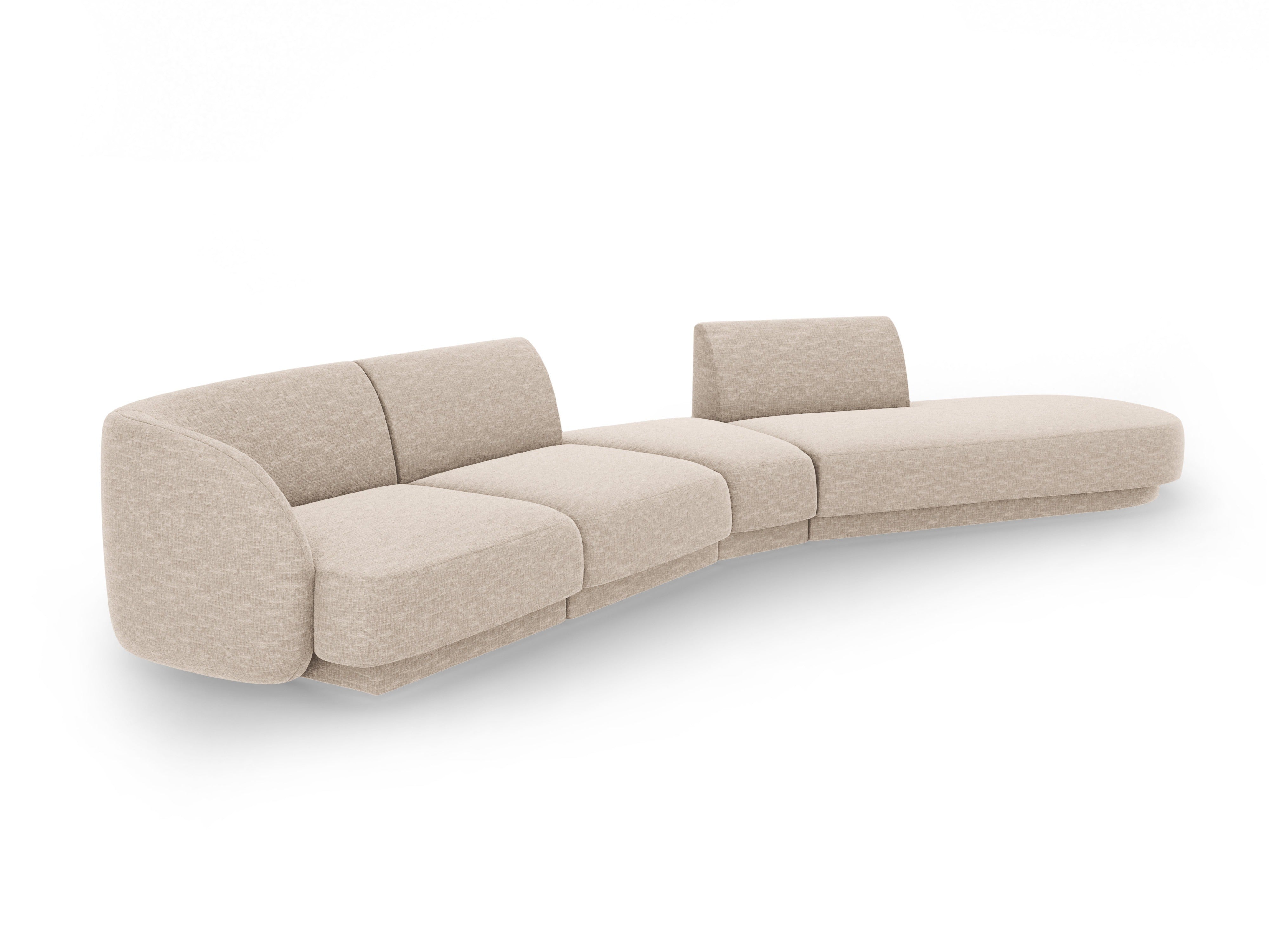 Right-facing modular corner sofa for 7 people MILEY beige chenille