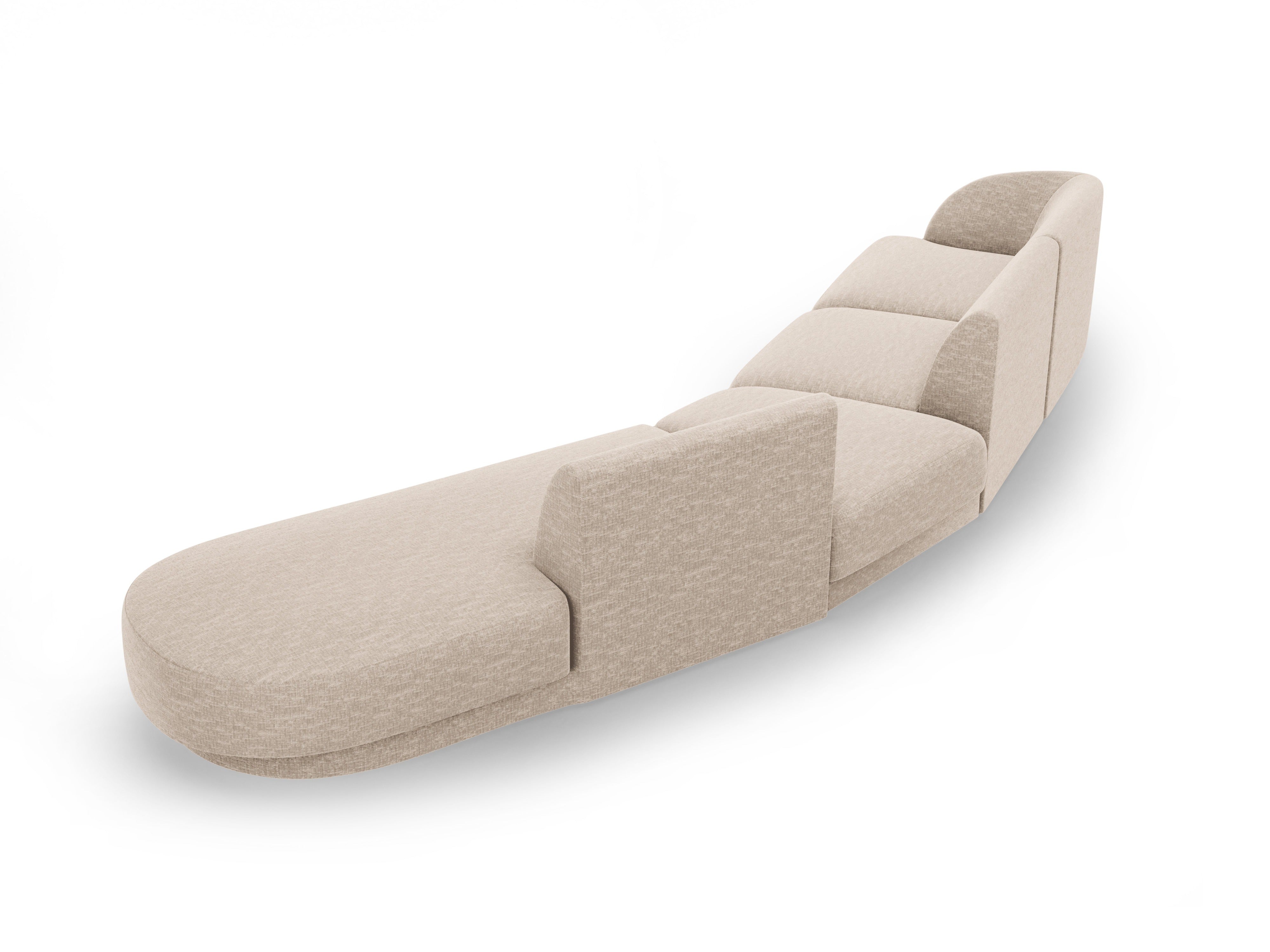 Right-facing modular corner sofa for 7 people MILEY beige chenille