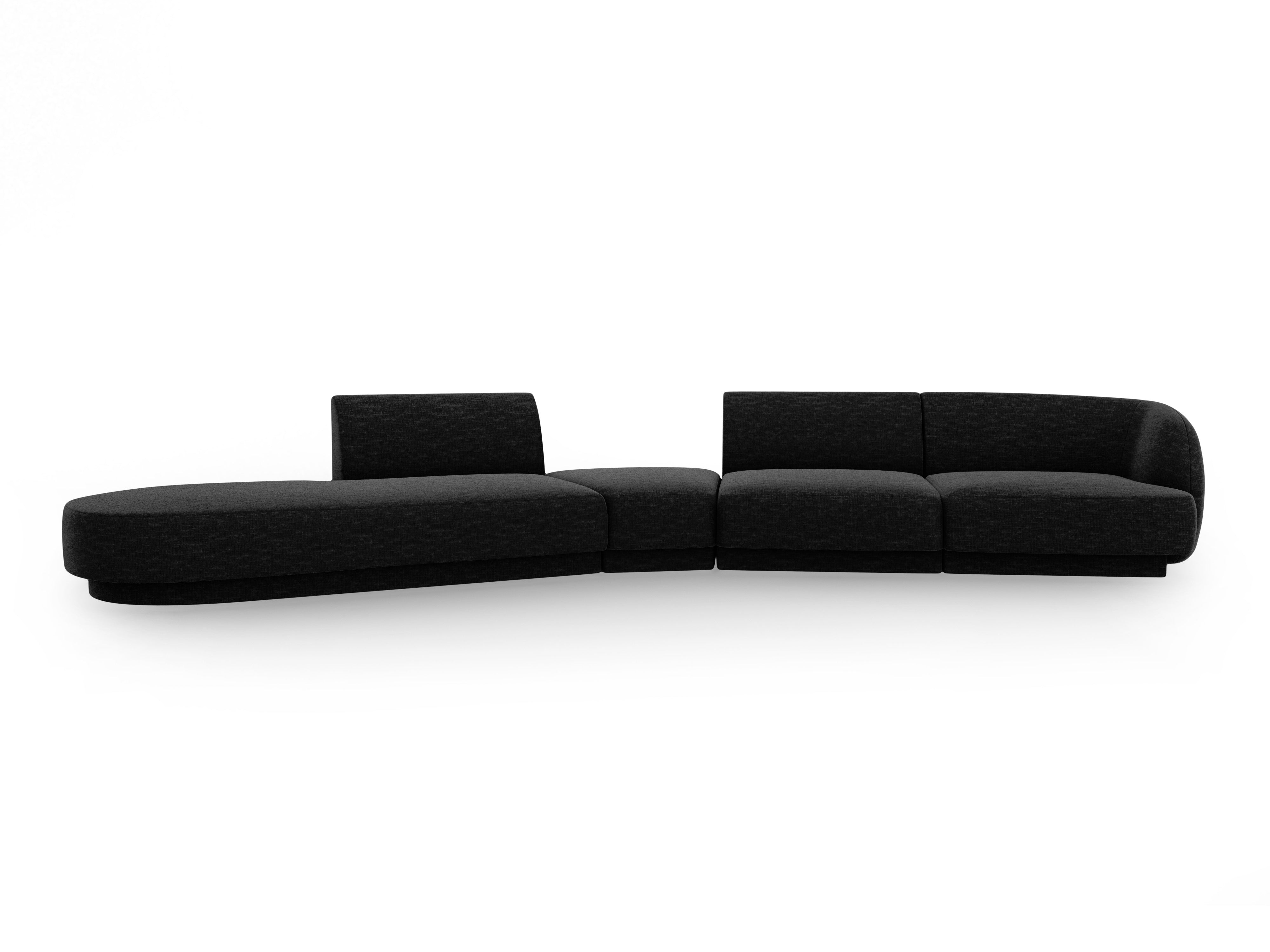 Left-facing modular corner sofa for 7 people MILEY black chenille