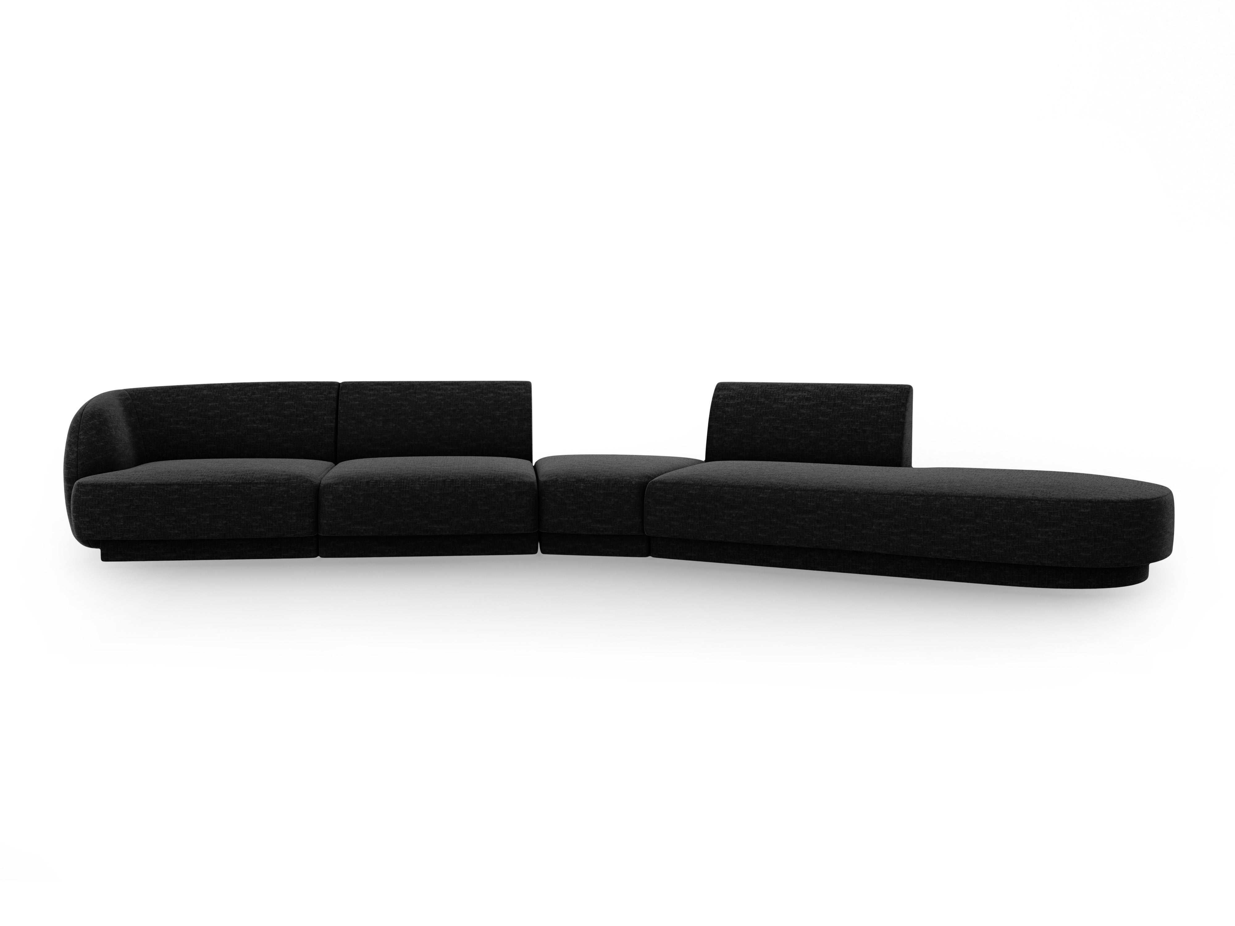 Right-facing modular corner sofa for 7 people MILEY black chenille