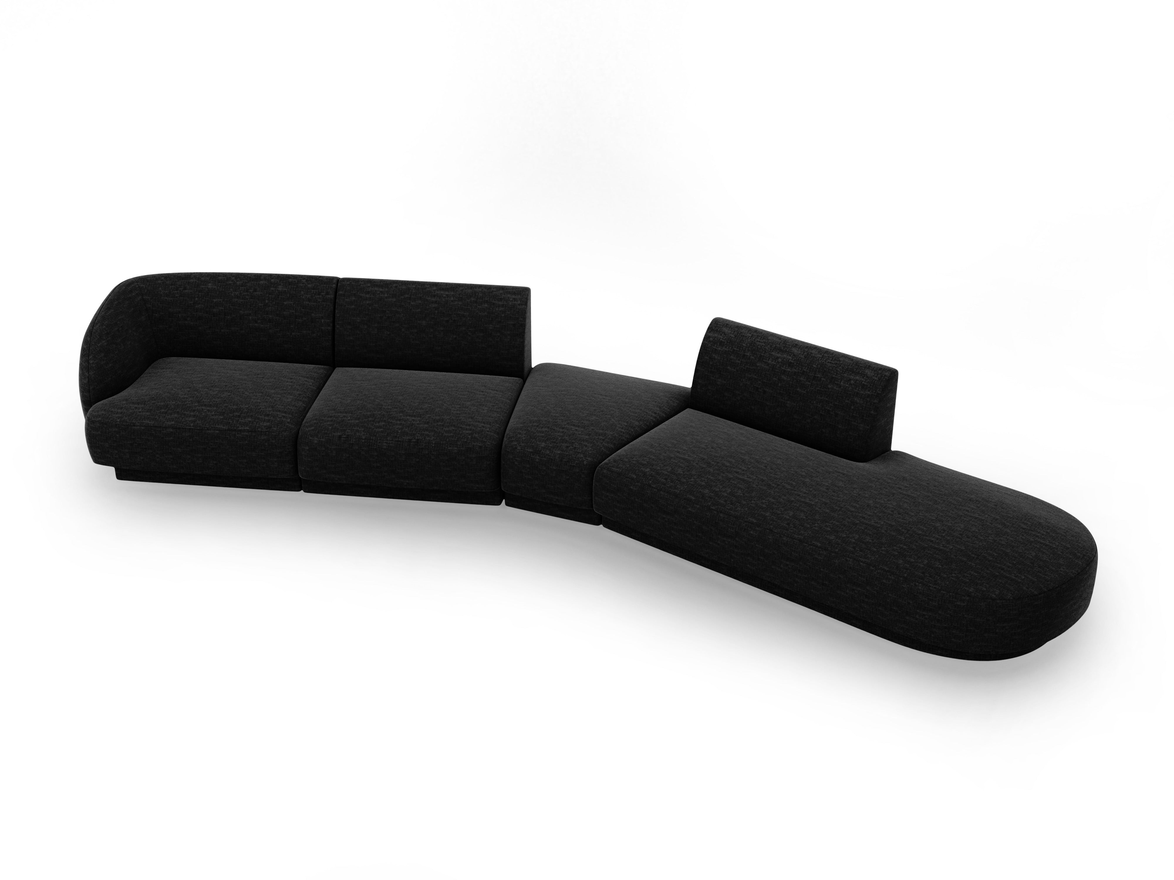 Right-facing modular corner sofa for 7 people MILEY black chenille