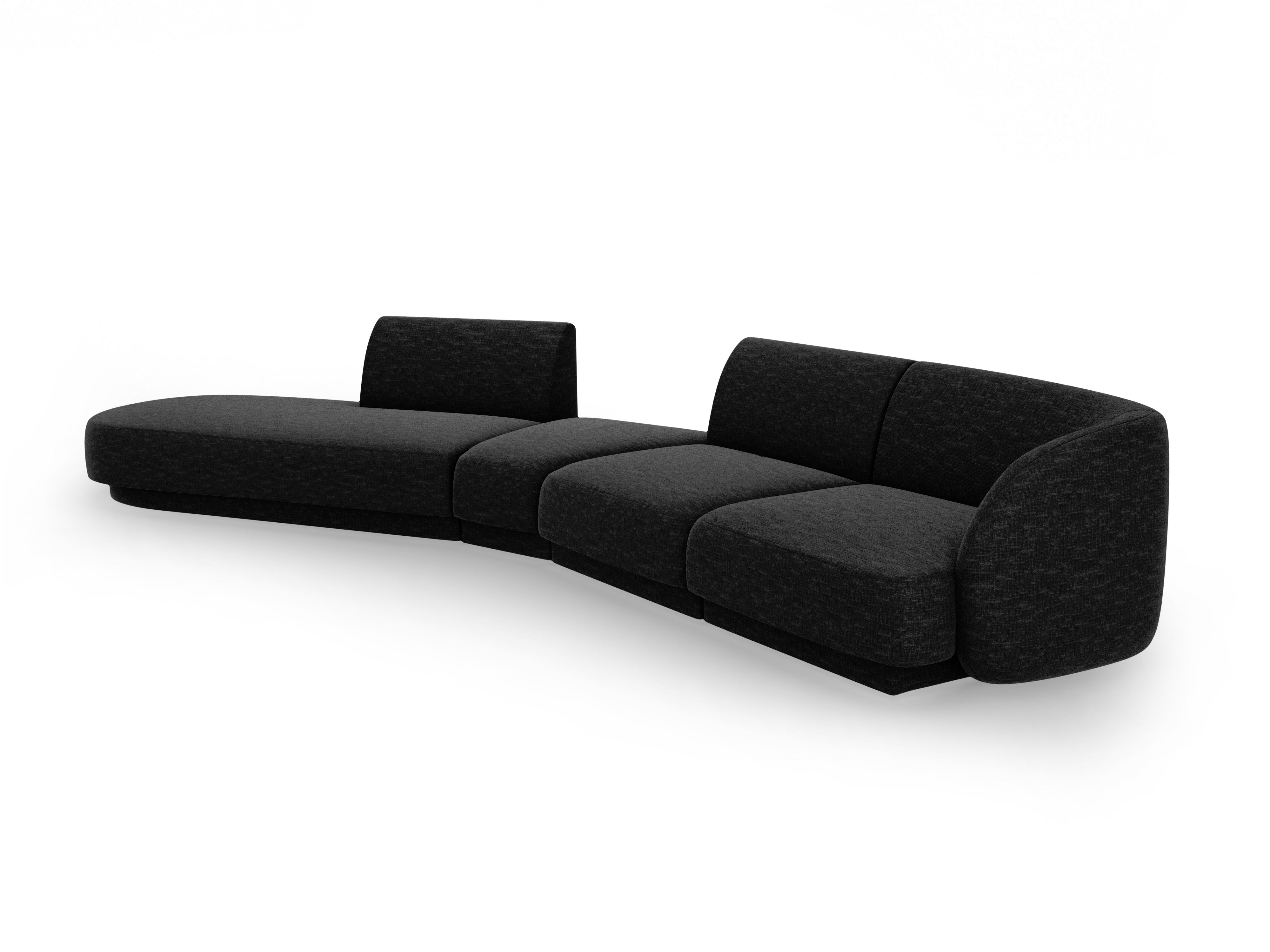 Left-facing modular corner sofa for 7 people MILEY black chenille