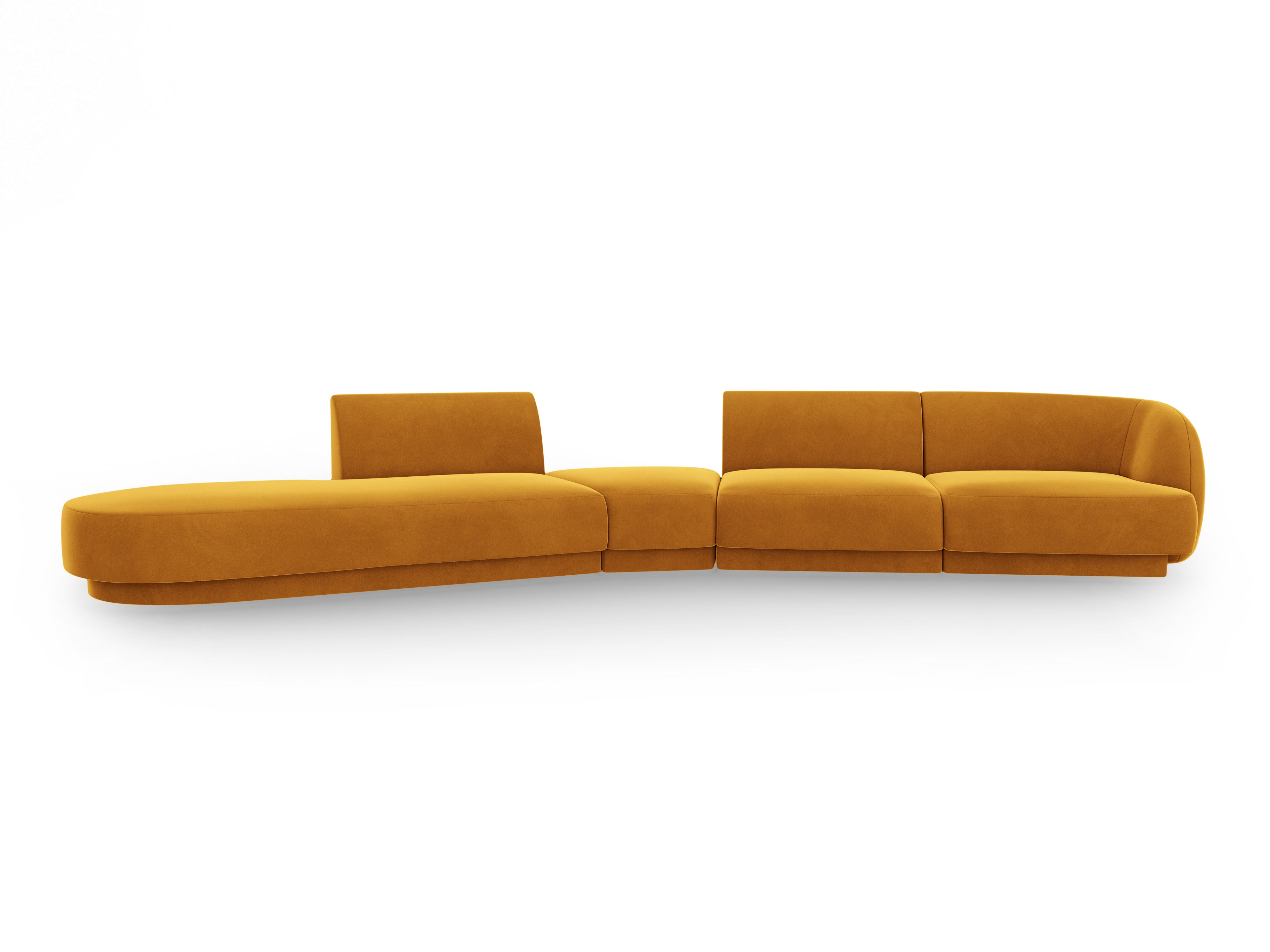 Modulares Samt-Ecksofa linksseitig für 7 Personen MILEY gelb