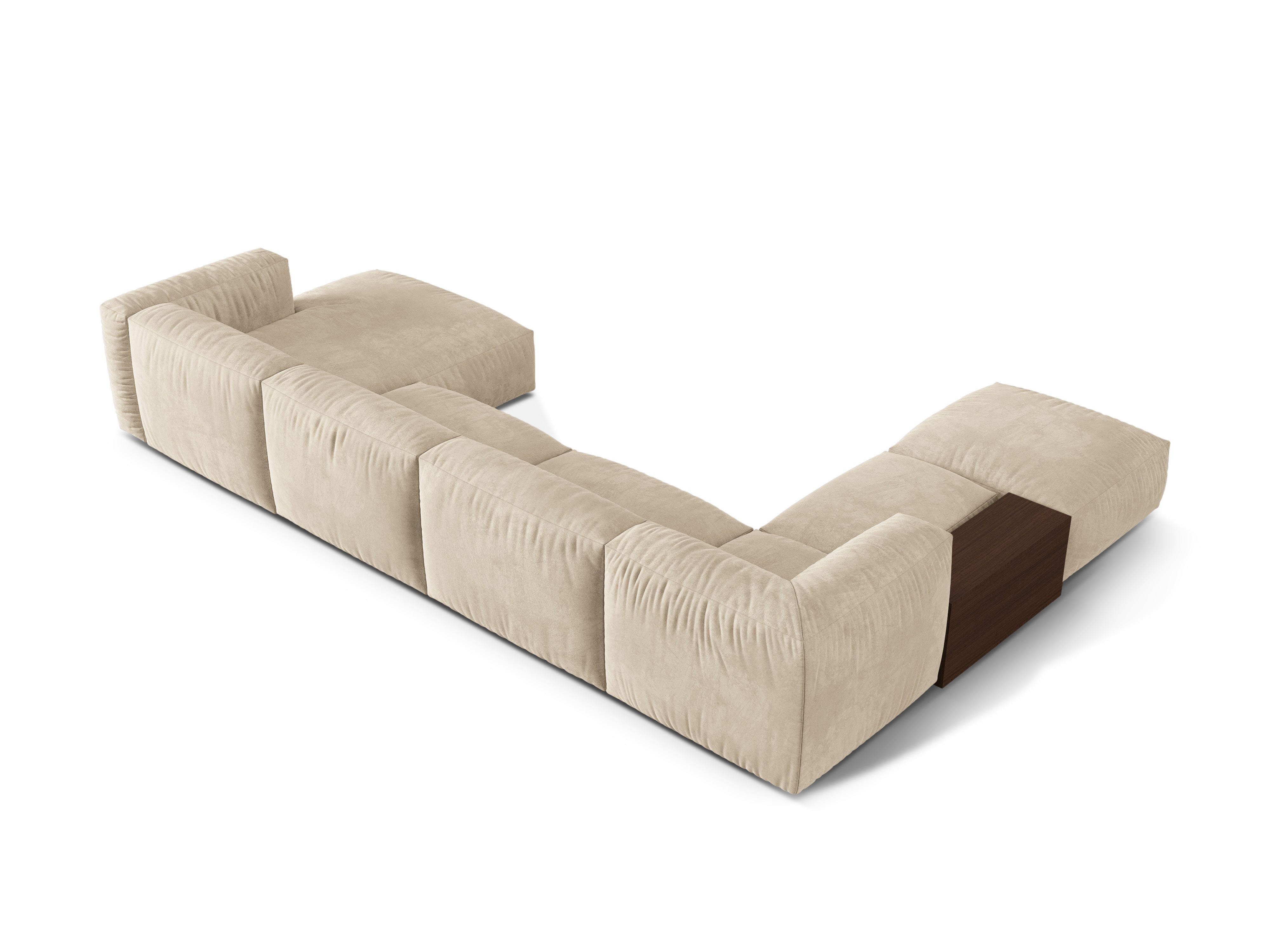 Links -handgefertigte Ecke Velvet Panoramic Martin Light Beige