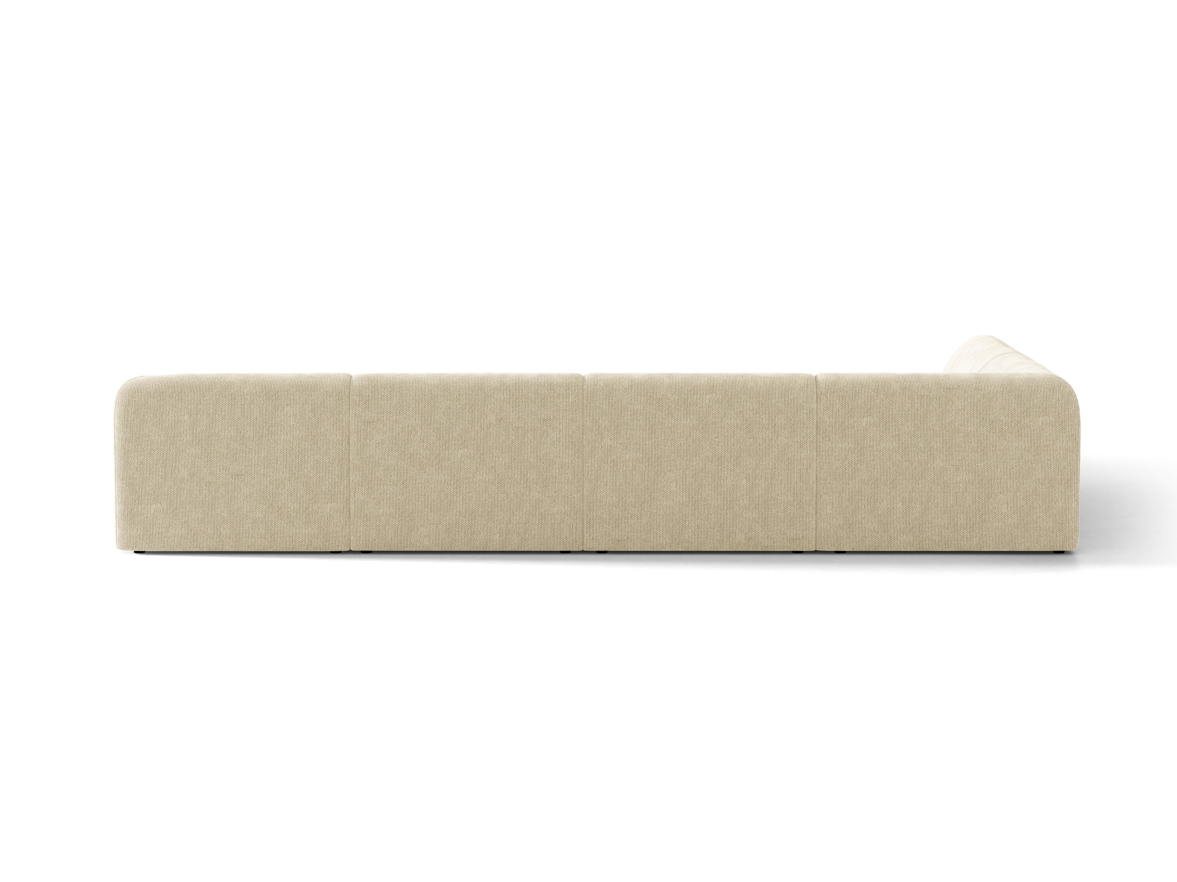 Panoramischer linksseitiger Ecksofa für 6 Personen MILEY hellbeige seidiger Chenille