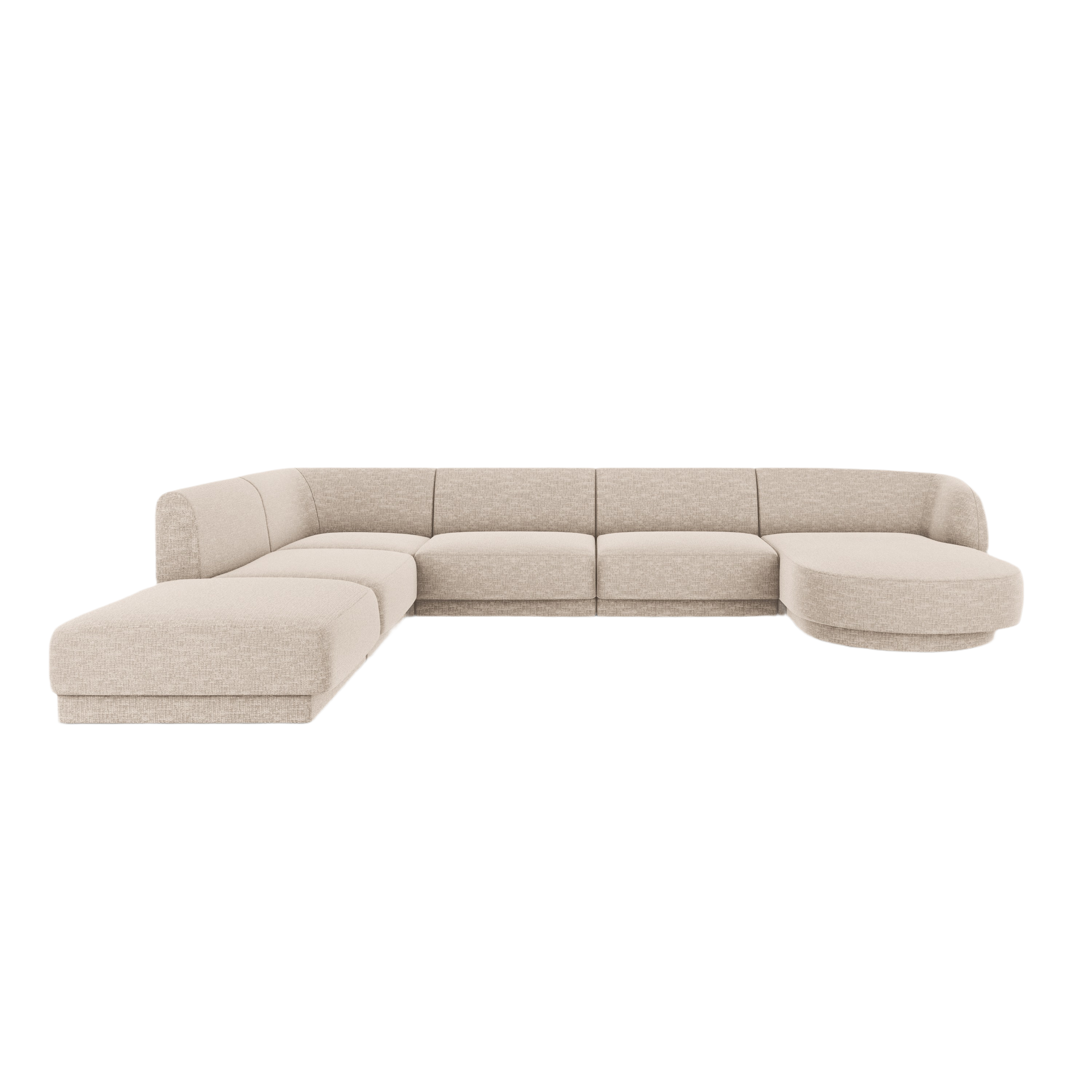Linksseitiges Panorama-Sofa im Szenil-Stoff von 6-Sitzer Miley Beige