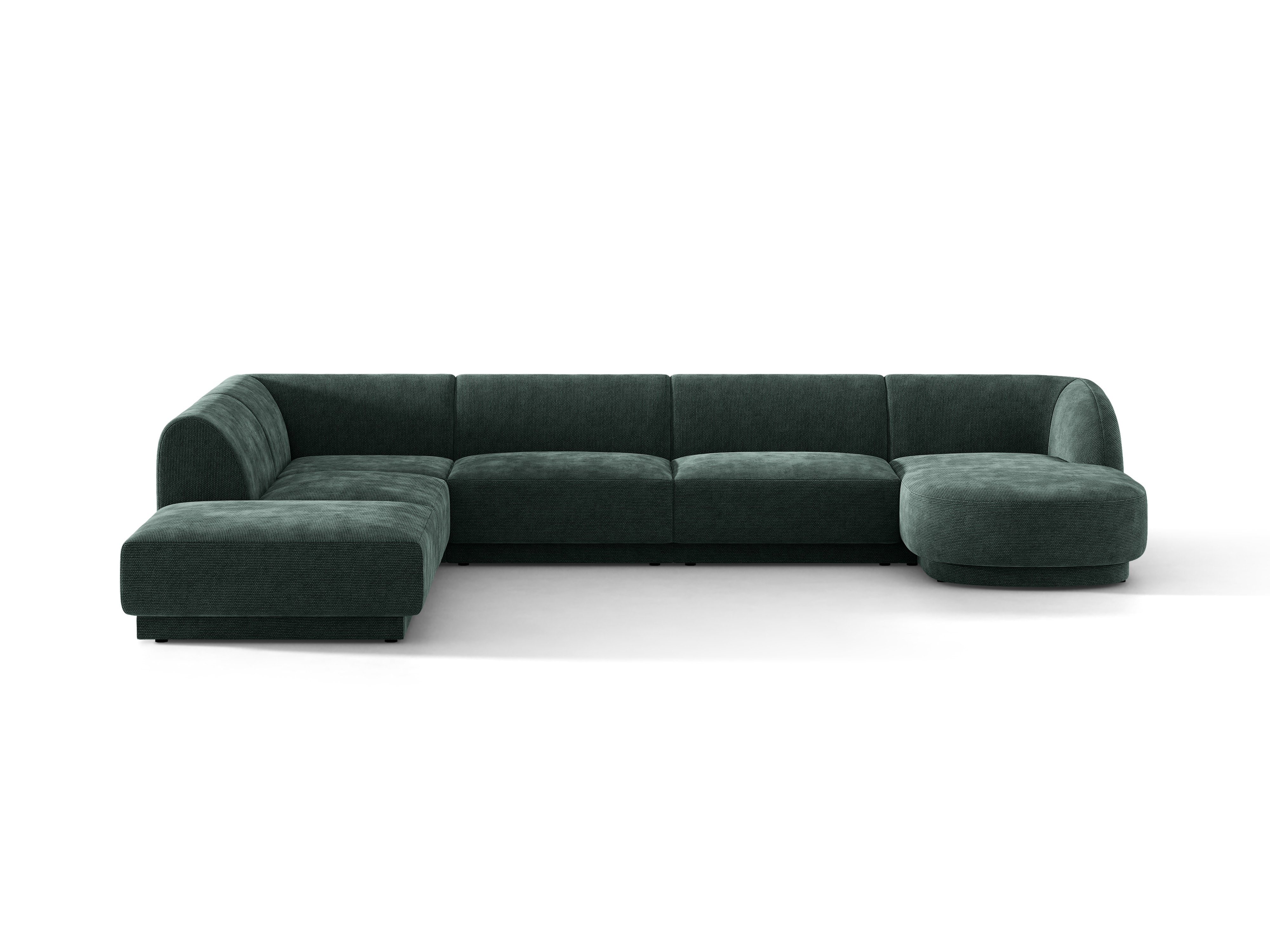 Linksseitige panoramische 6-Sitzer-Couch MILEY petrol samtig