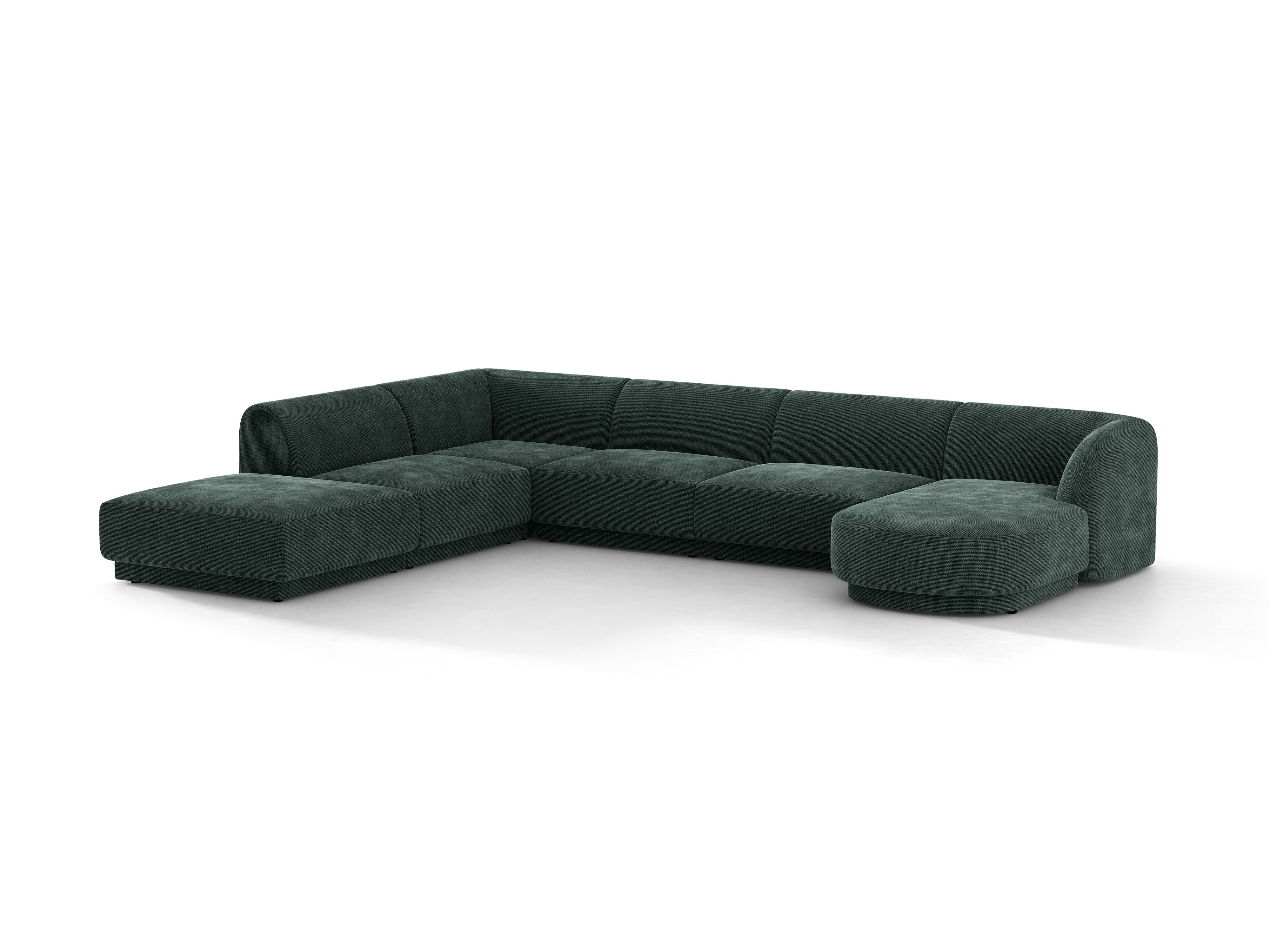 Linksseitige panoramische 6-Sitzer-Couch MILEY petrol samtig