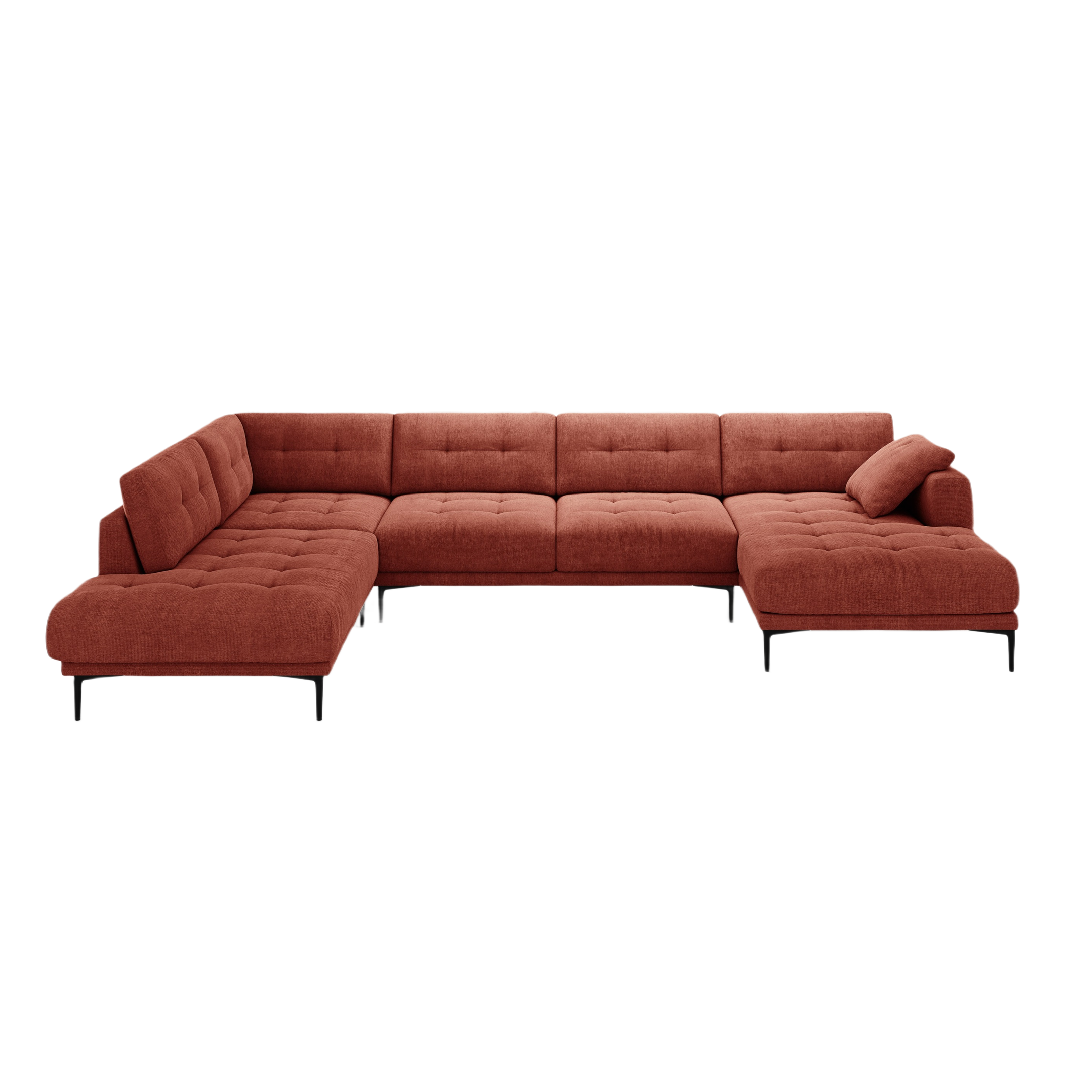 Left-sided panoramic corner sofa BEMY coral chenille