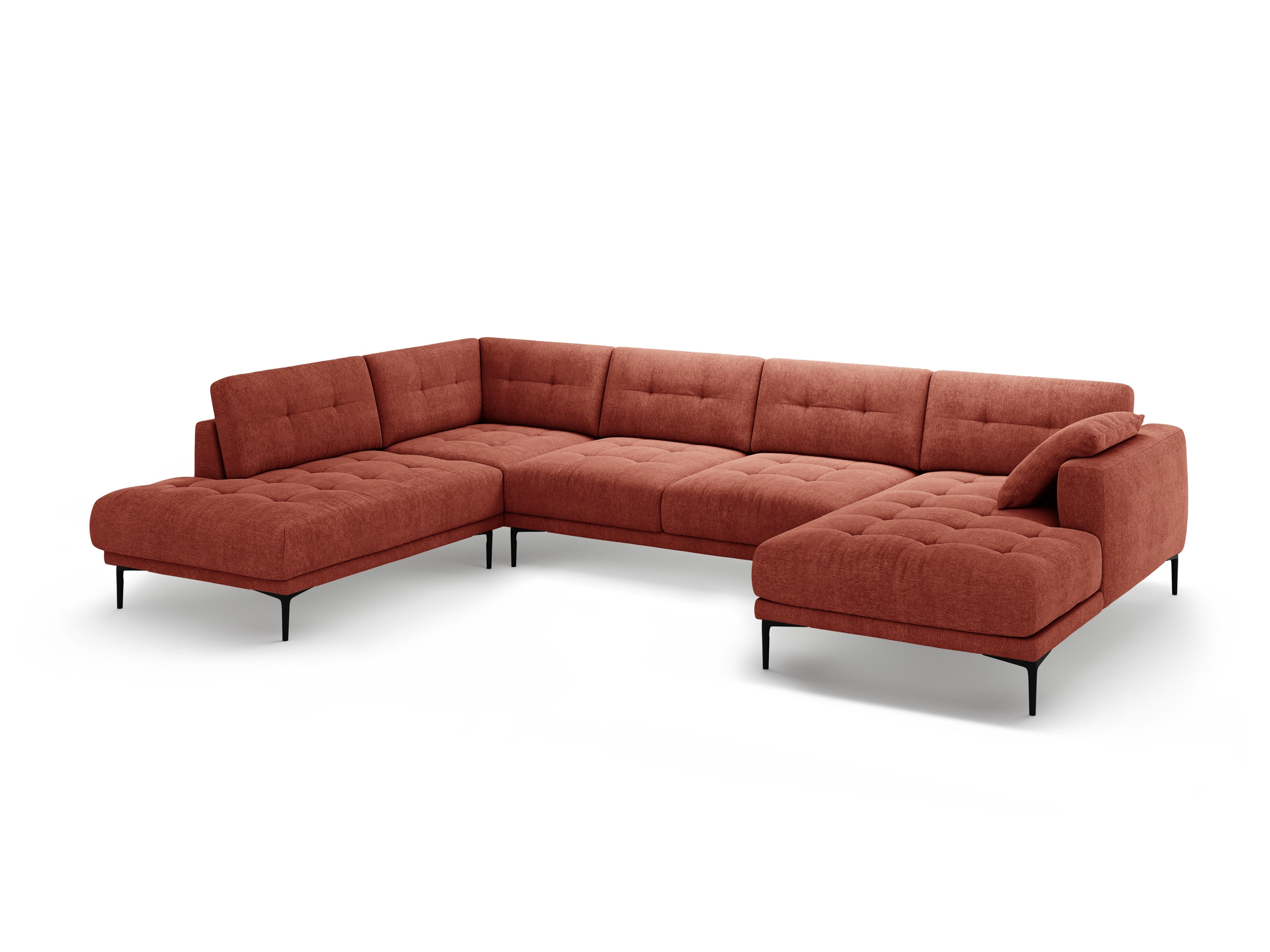 Left-sided panoramic corner sofa BEMY coral chenille