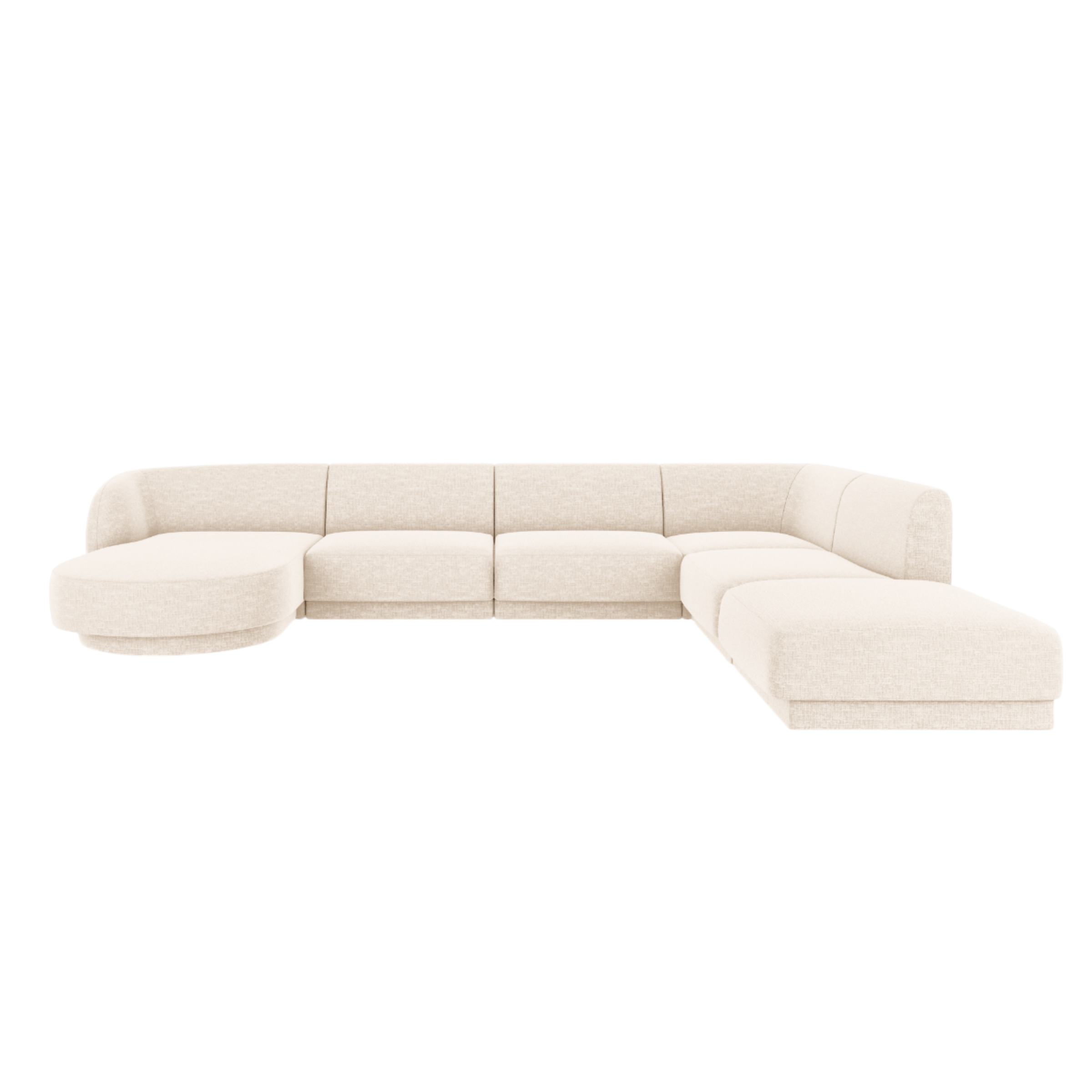 Right-facing U-shaped corner sofa MILEY ivory chenille